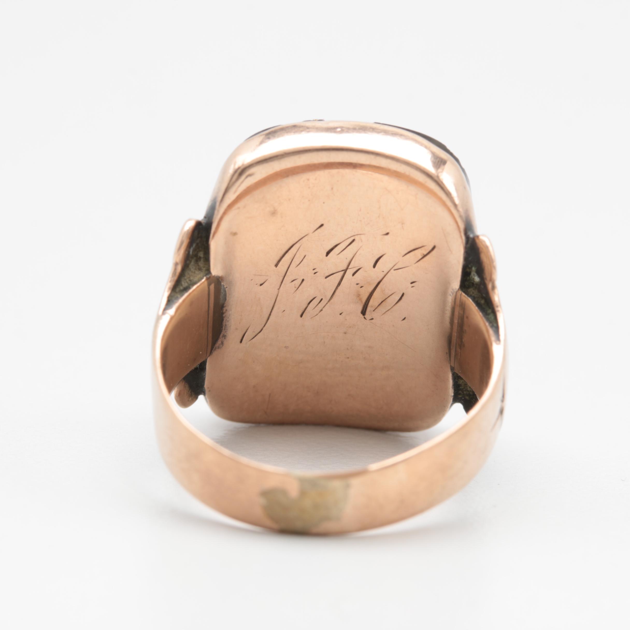 Gold Filled Black Onyx Cameo Ring