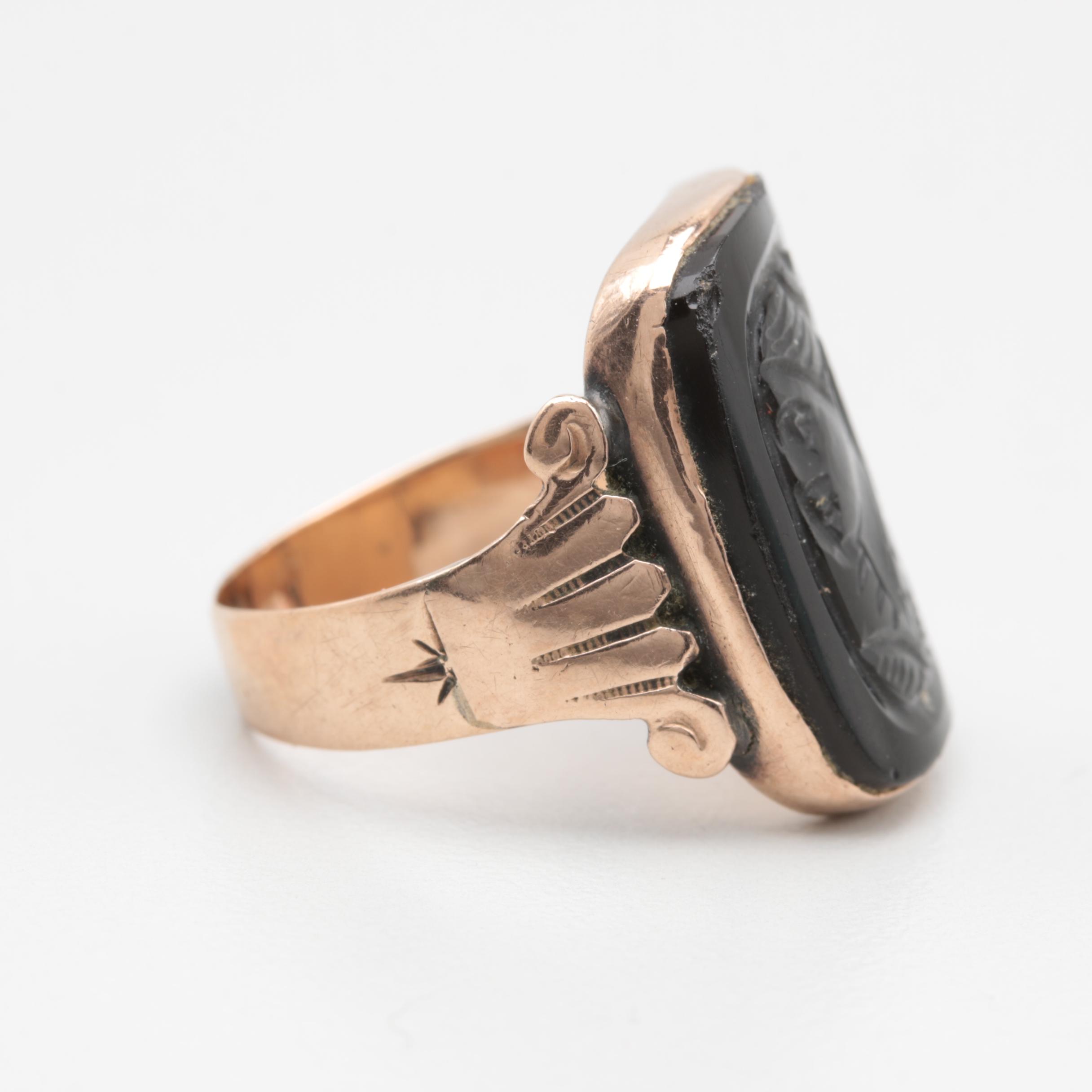 Gold Filled Black Onyx Cameo Ring