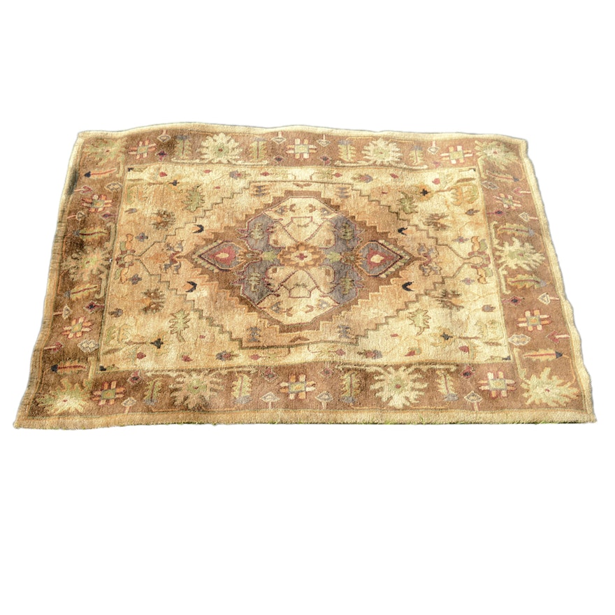 Hand-Knotted Indian Wool Area Rug