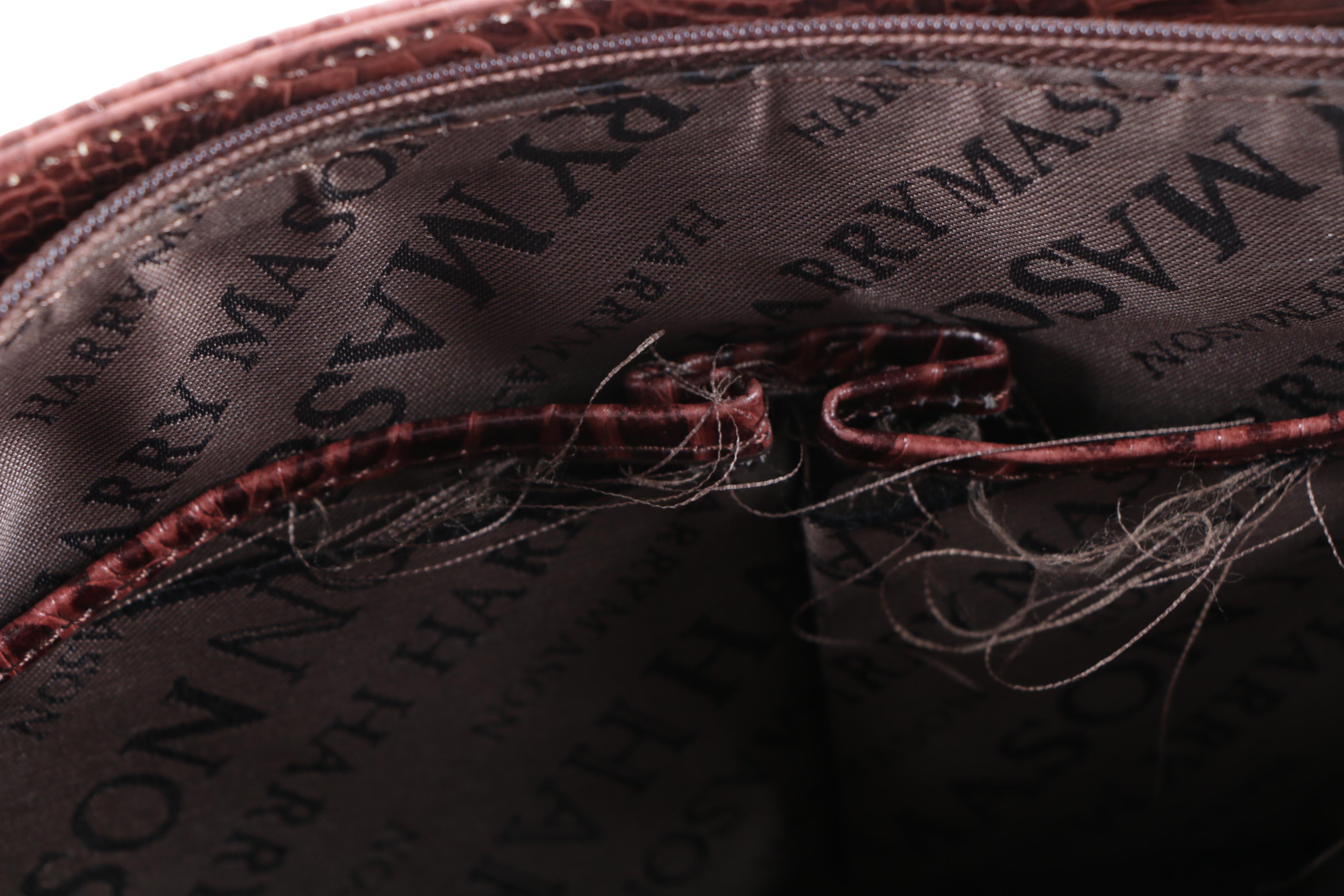 Harry Mason Crocodile Embossed Brown Faux Leather Shoulder Bag