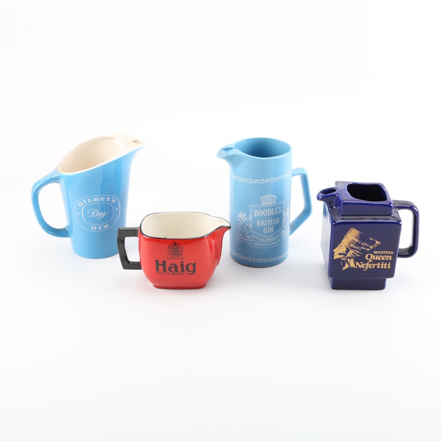 Collection of Vintage English Ceramic Marketing Pitchers