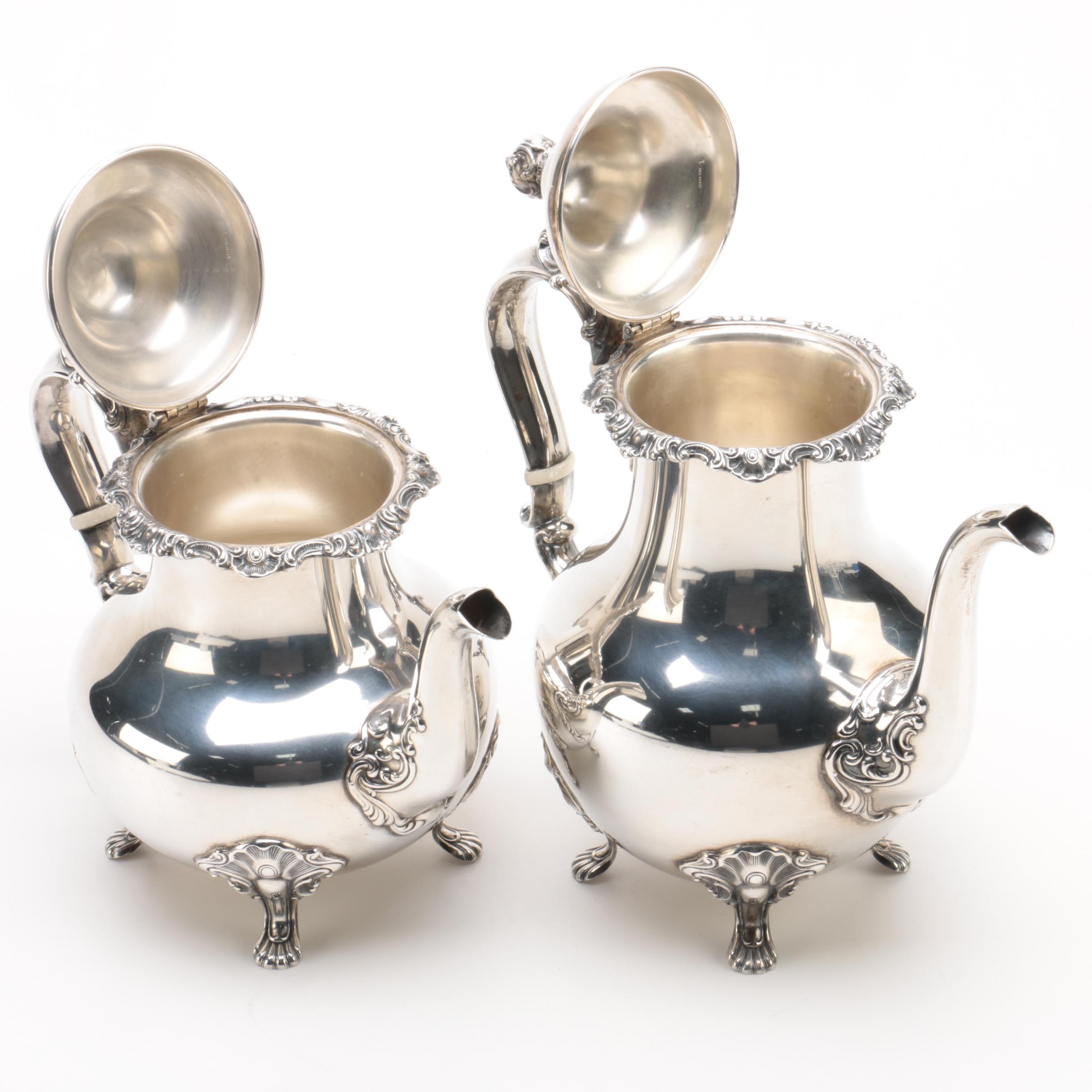 Gorham "Strasbourg" Sterling Silver Tea Set and Silver Plate Tray