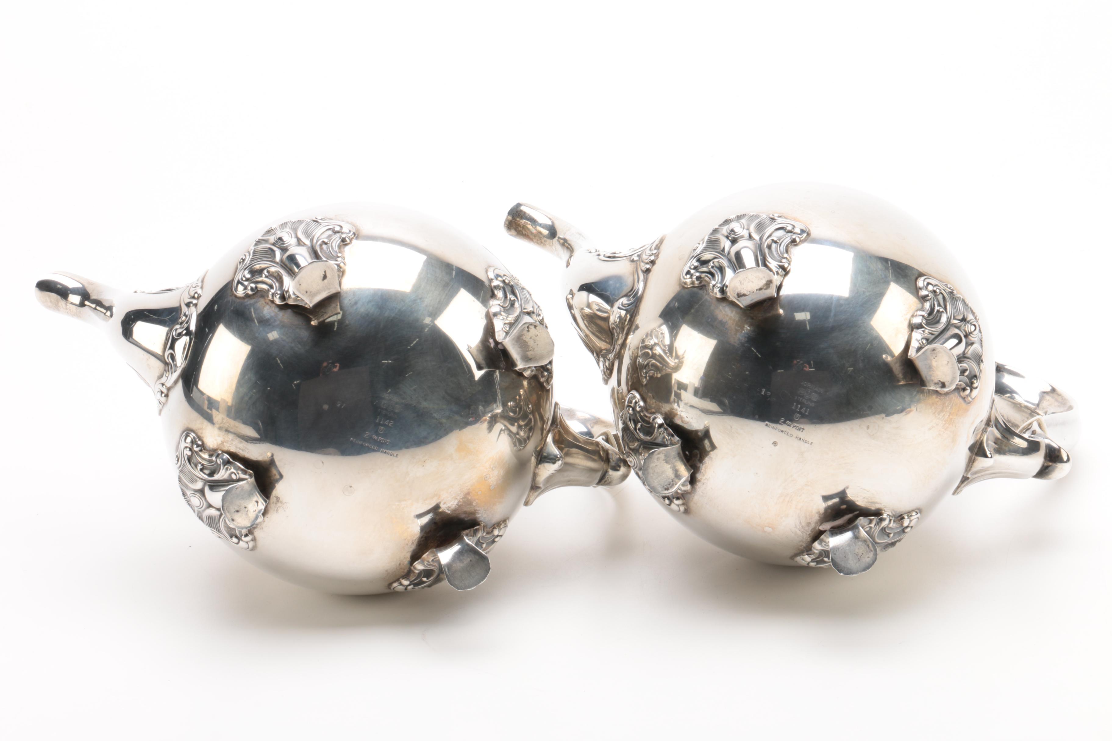 Gorham "Strasbourg" Sterling Silver Tea Set and Silver Plate Tray