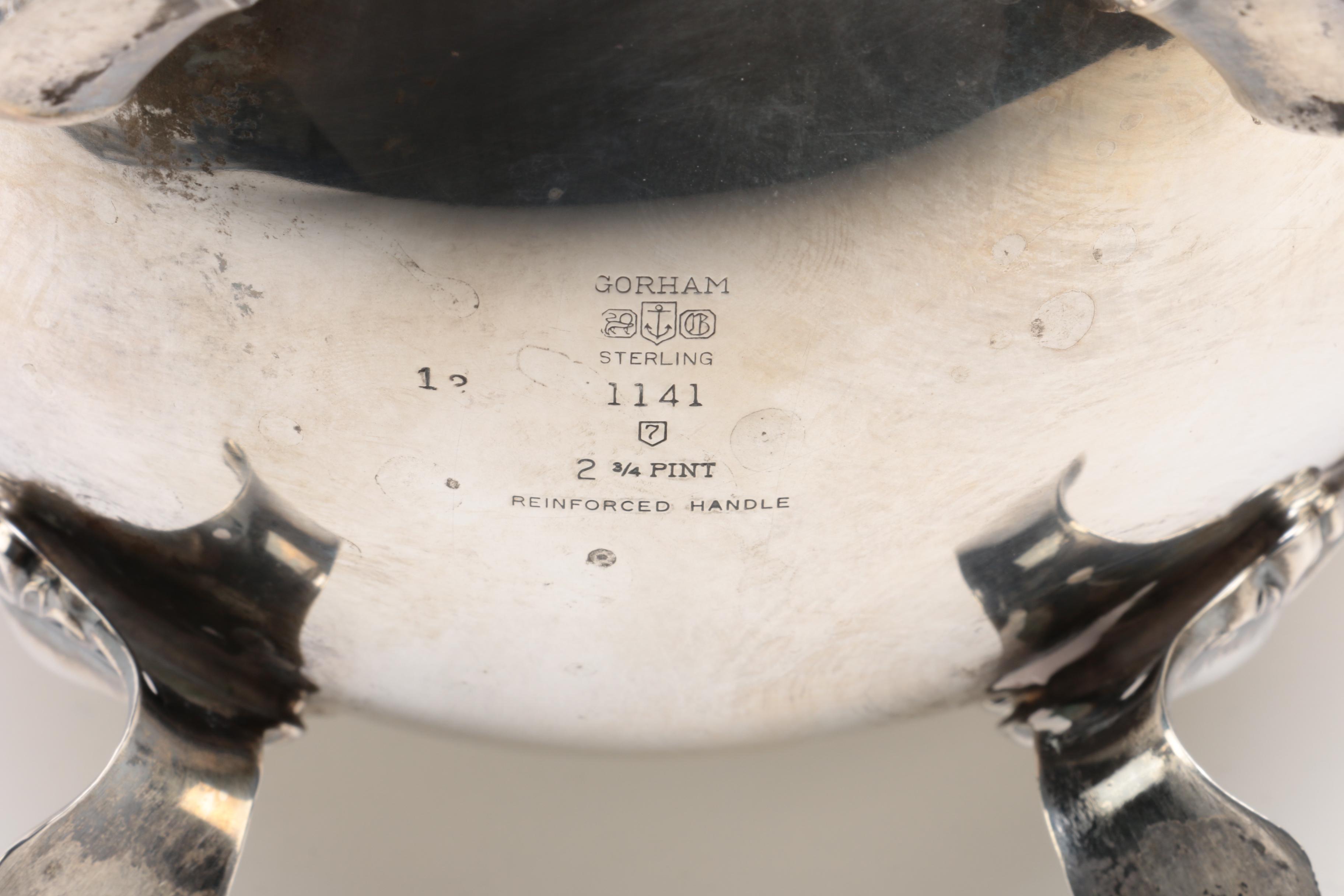 Gorham "Strasbourg" Sterling Silver Tea Set and Silver Plate Tray