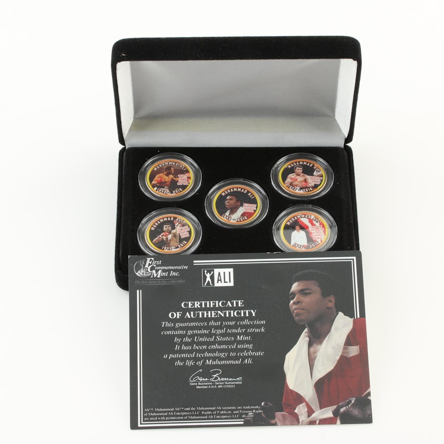 Group of Five Colorized Statehood Quarters Commemorating Muhammad Ali