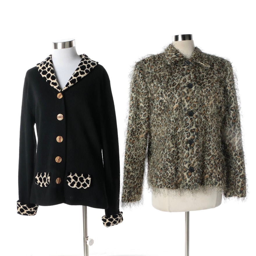 Women's Vintage Giancarlo Ferrari and Dia Animal Print Knit Jackets