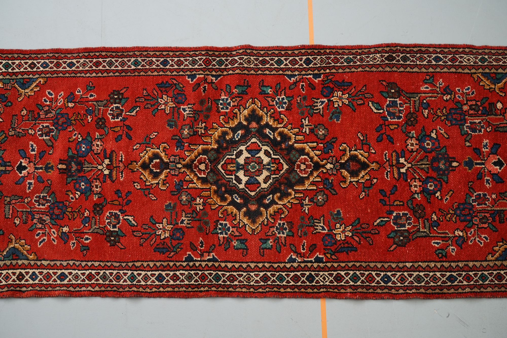 Hand-Knotted Persian Hamadan Wool Carpet Runner