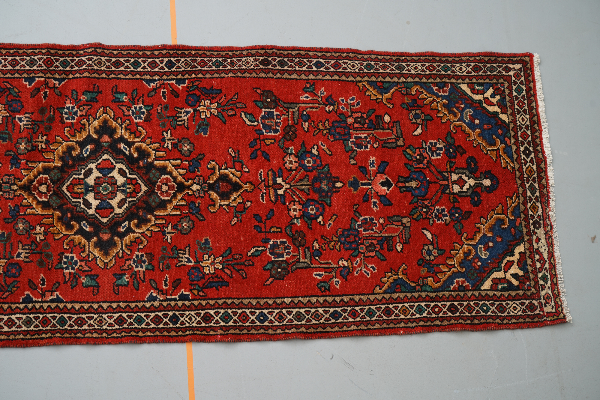 Hand-Knotted Persian Hamadan Wool Carpet Runner