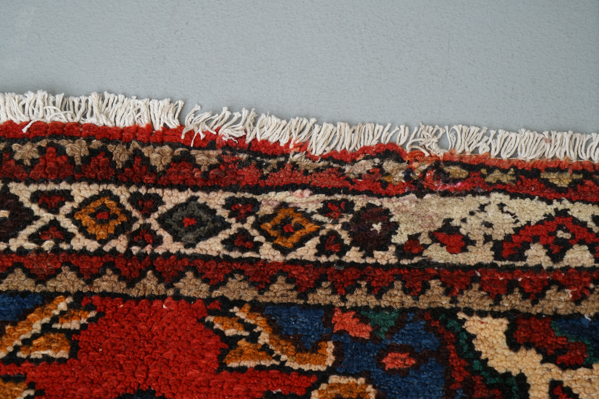 Hand-Knotted Persian Hamadan Wool Carpet Runner