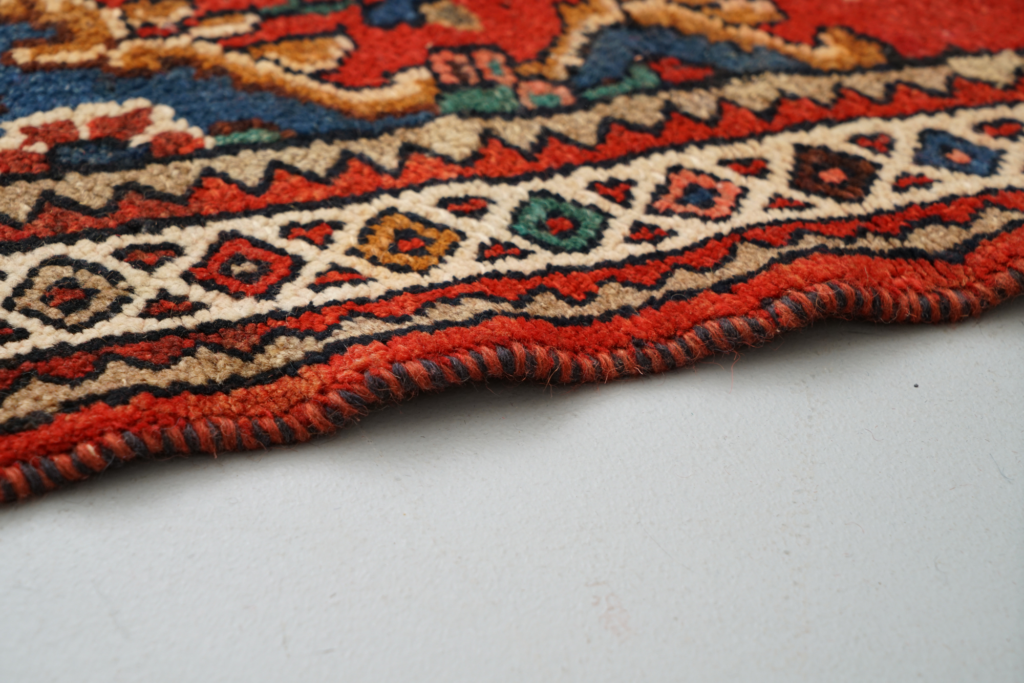 Hand-Knotted Persian Hamadan Wool Carpet Runner