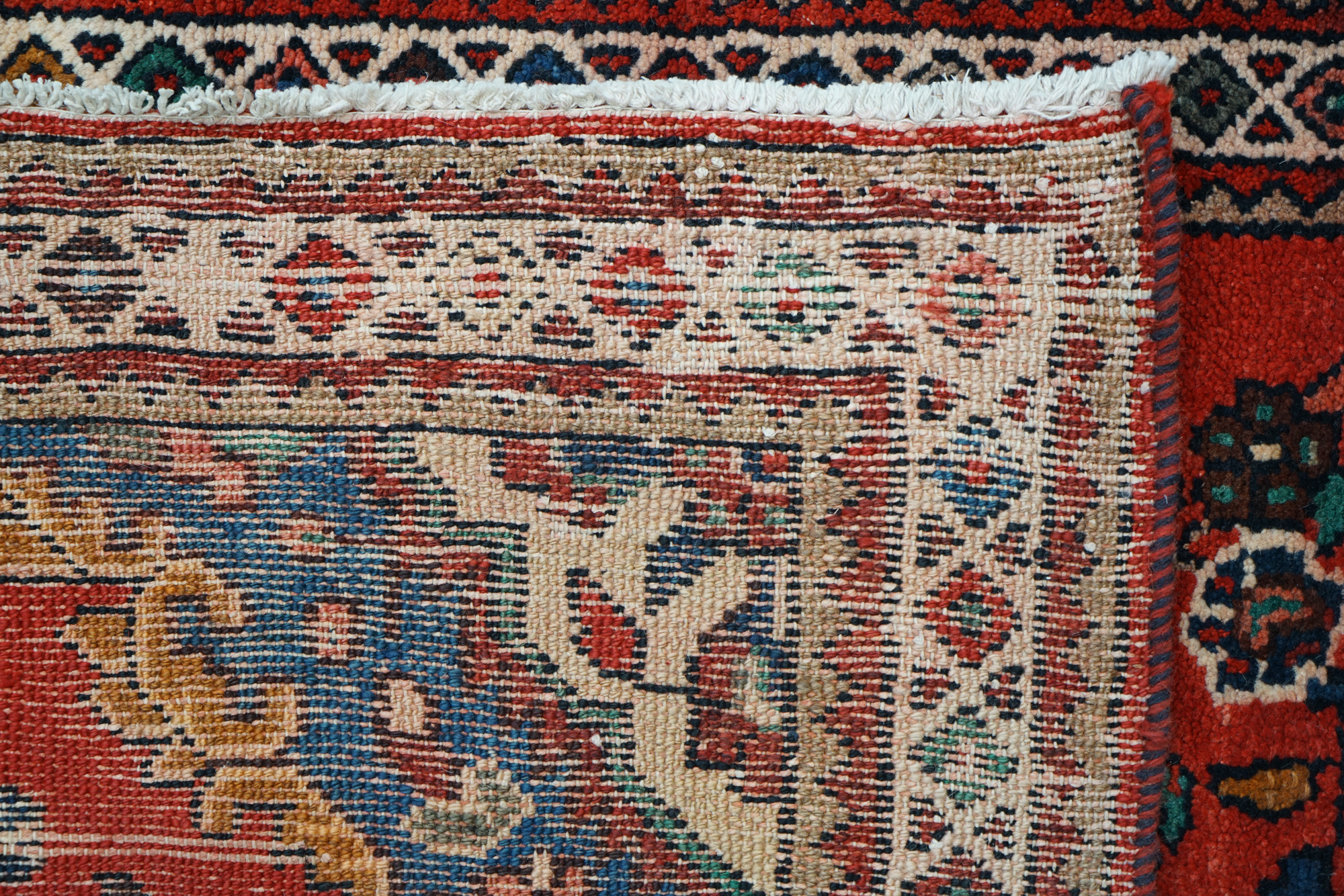 Hand-Knotted Persian Hamadan Wool Carpet Runner