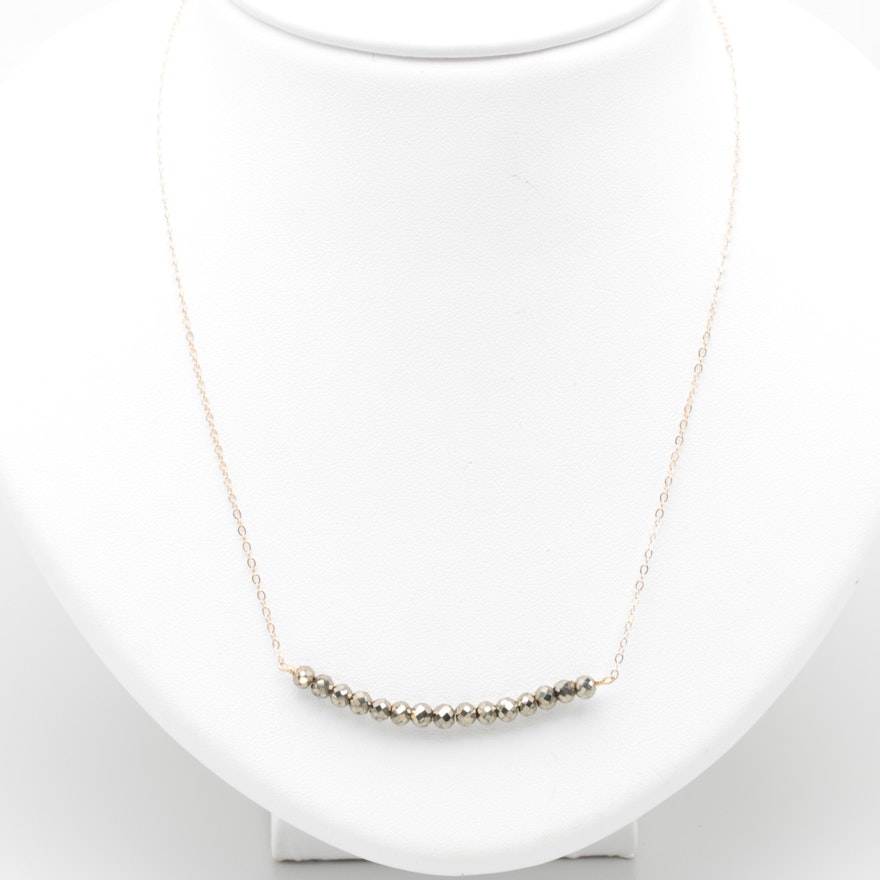 14K Yellow Gold Pyrite Necklace