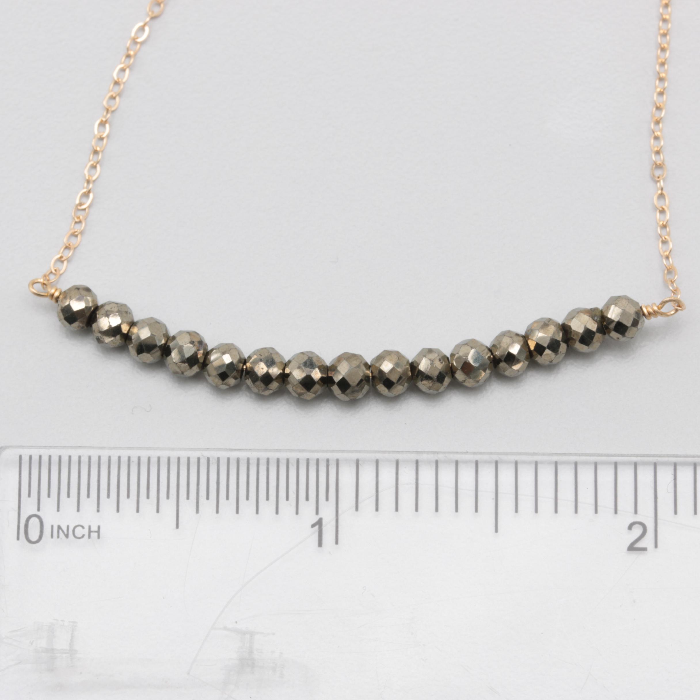 14K Yellow Gold Pyrite Necklace