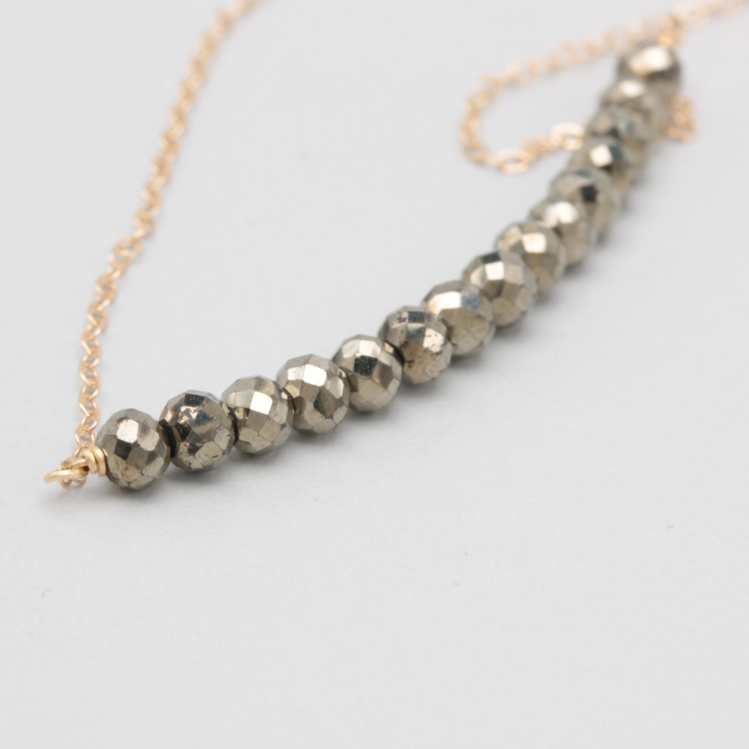 14K Yellow Gold Pyrite Necklace