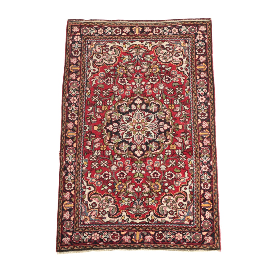 Semi-Antique Hand-Knotted Persian Hamadan Area Rug