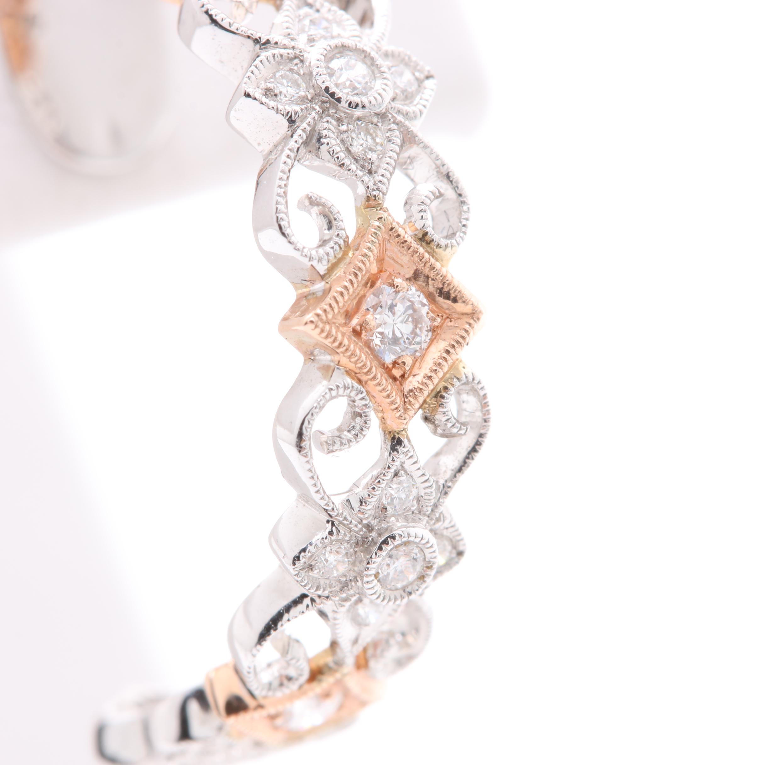 Shane Co. 14K White and Rose Gold Diamond C-Hoop Earrings