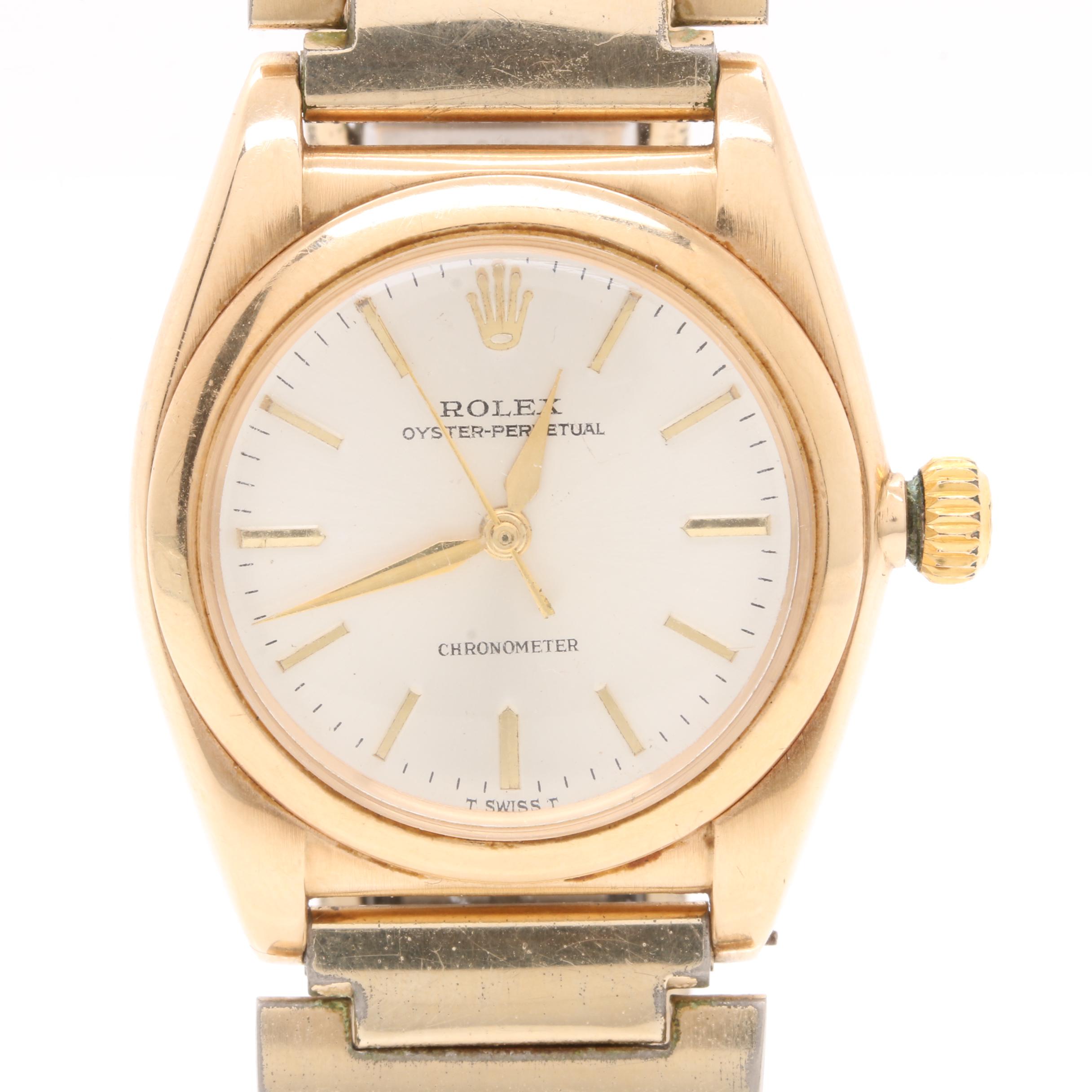 Rolex Oyster Chronometer 14K Yellow Gold Watch with Speidel Bracelet