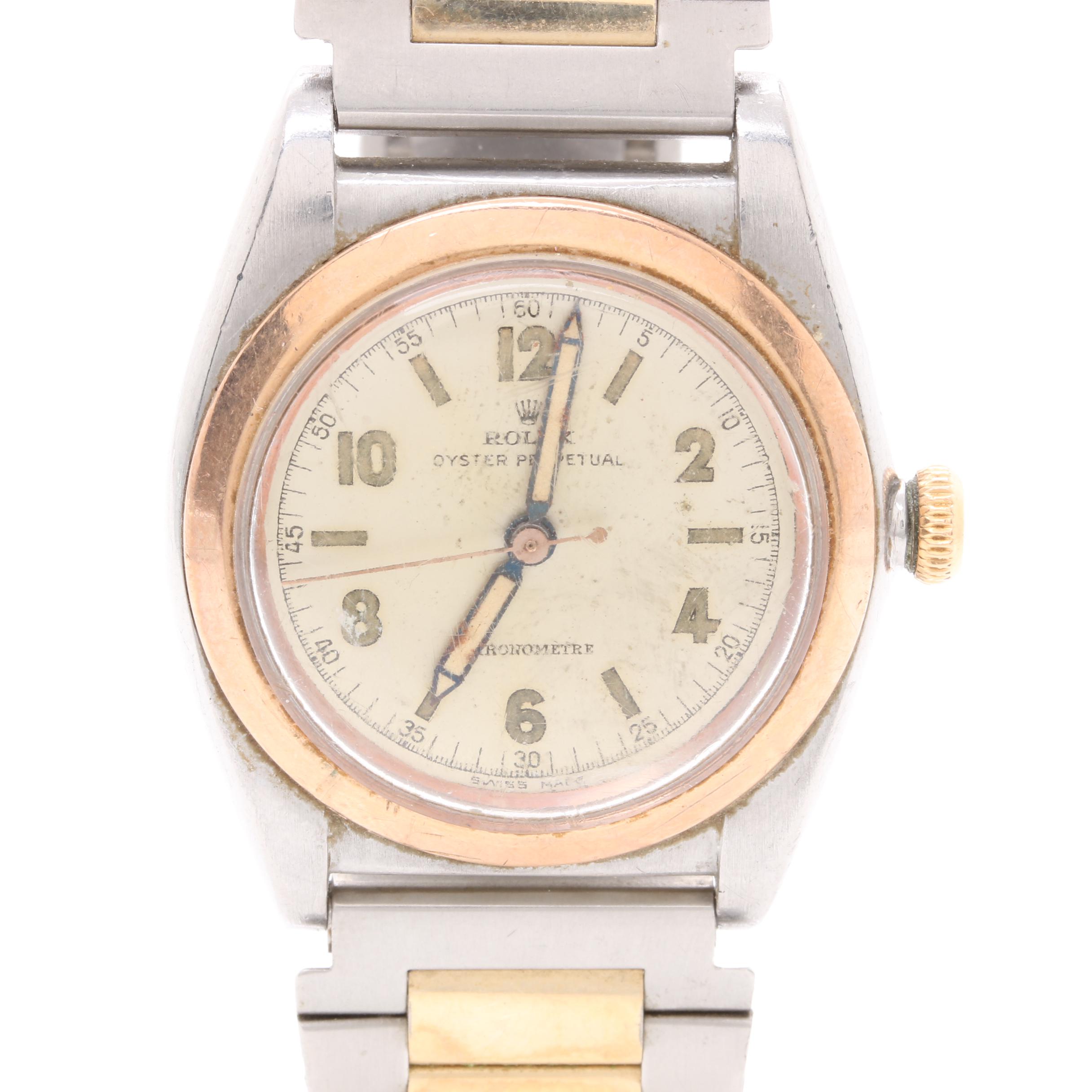 Rolex Oyster Perpetual Chronometer Stainless Steel with 14K Rose Gold Watch