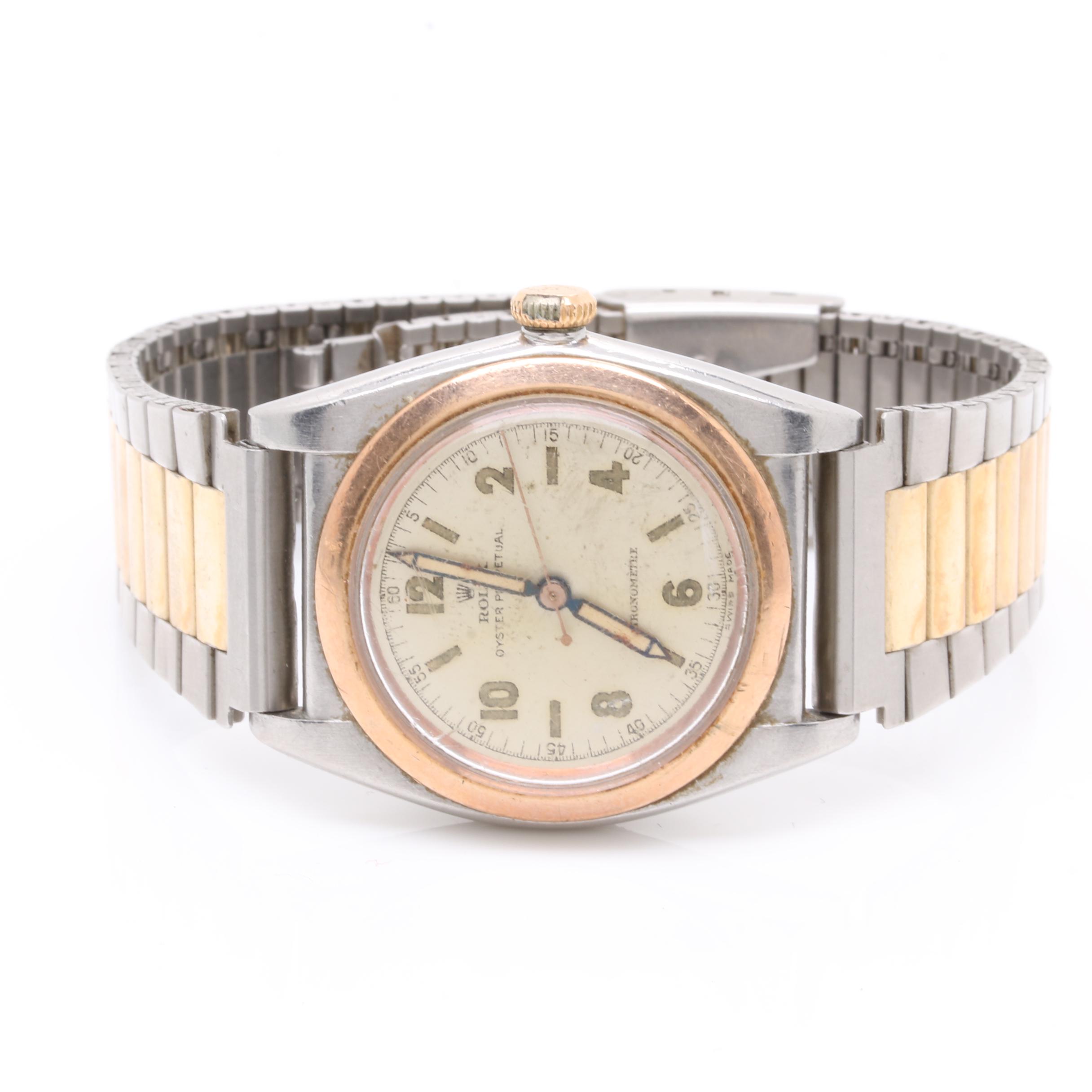 Rolex Oyster Perpetual Chronometer Stainless Steel with 14K Rose Gold Watch