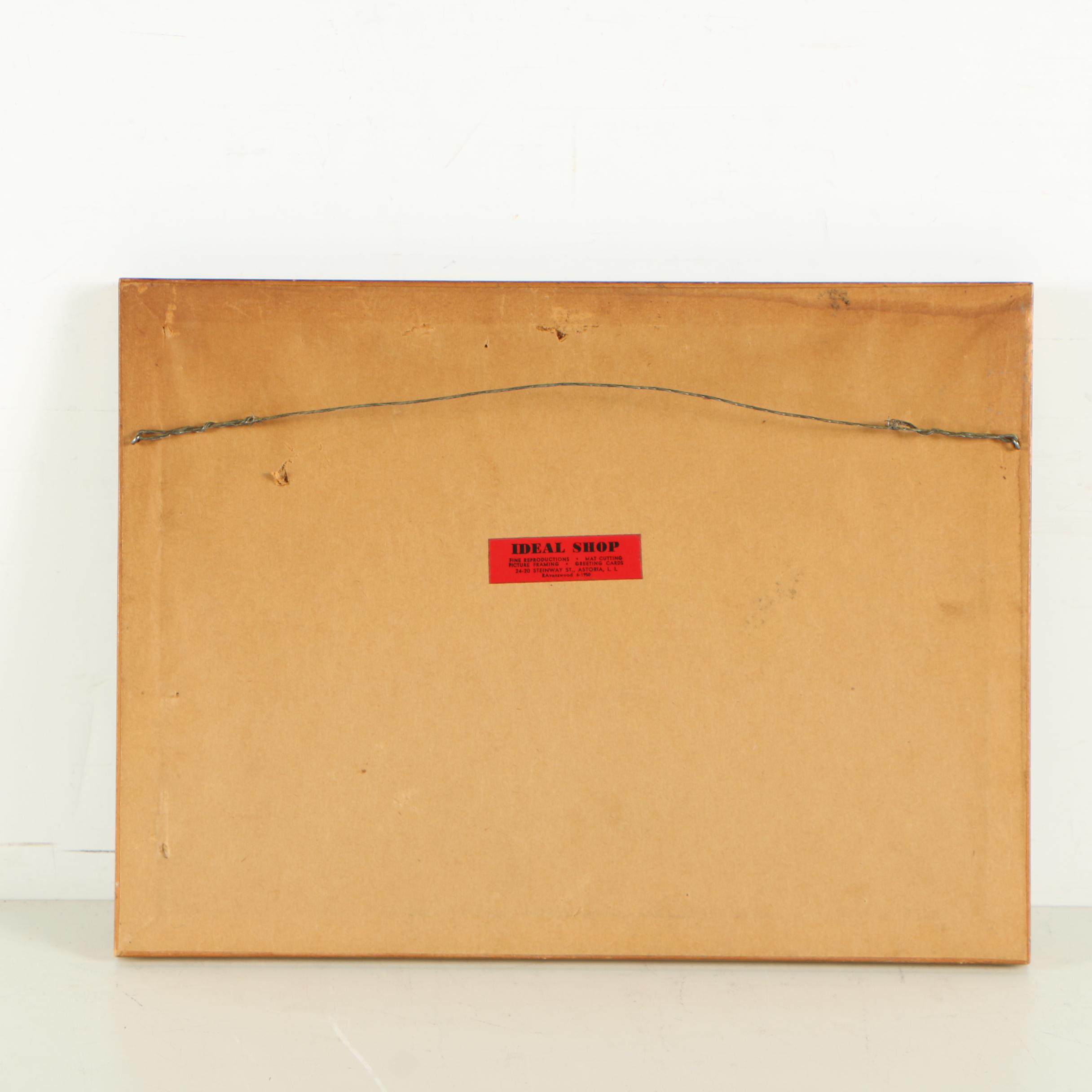 M. Erville Mid Century Watercolor Painting of Farm Landscape