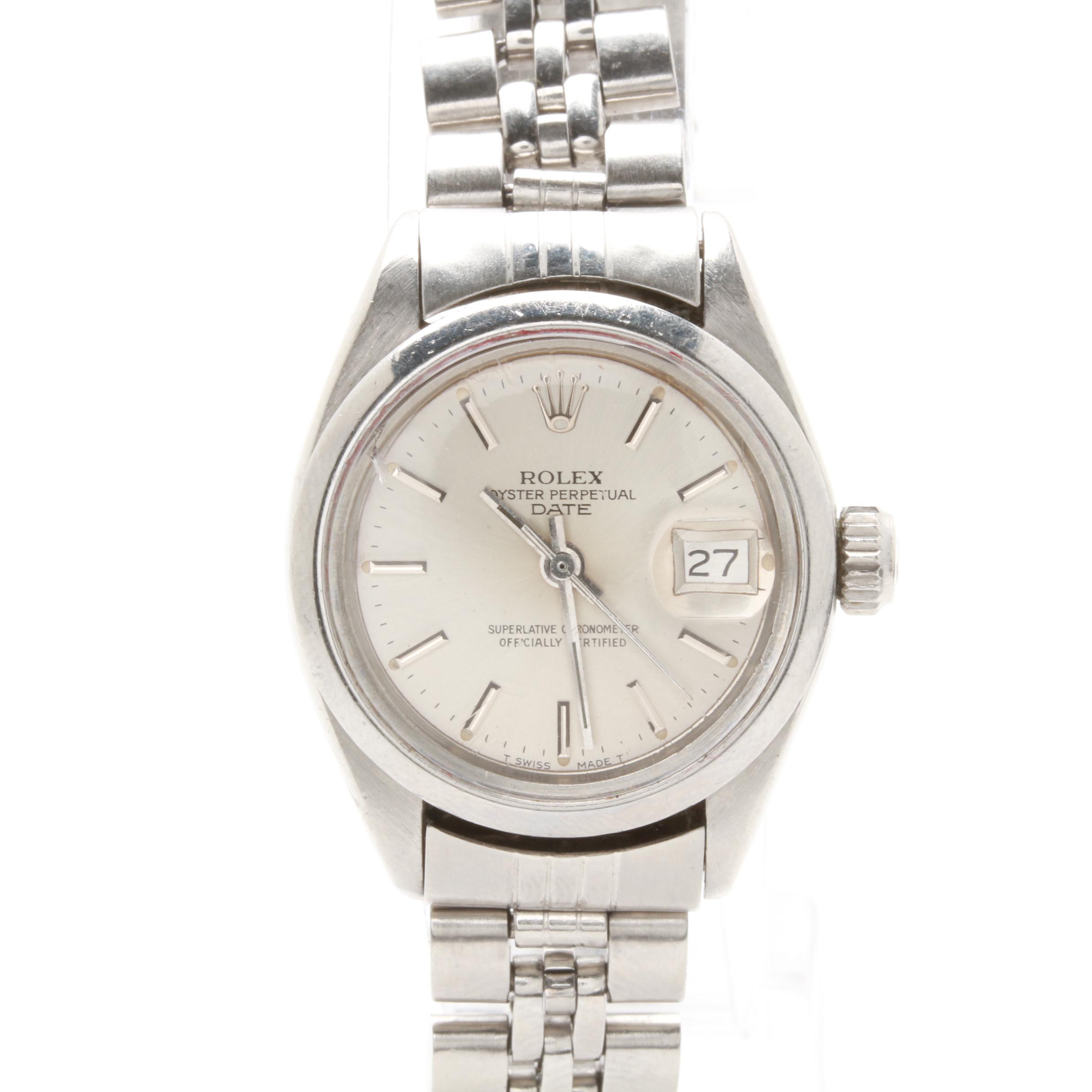 Rolex Oyster Perpetual Date Stainless Steel Watch with Date Window