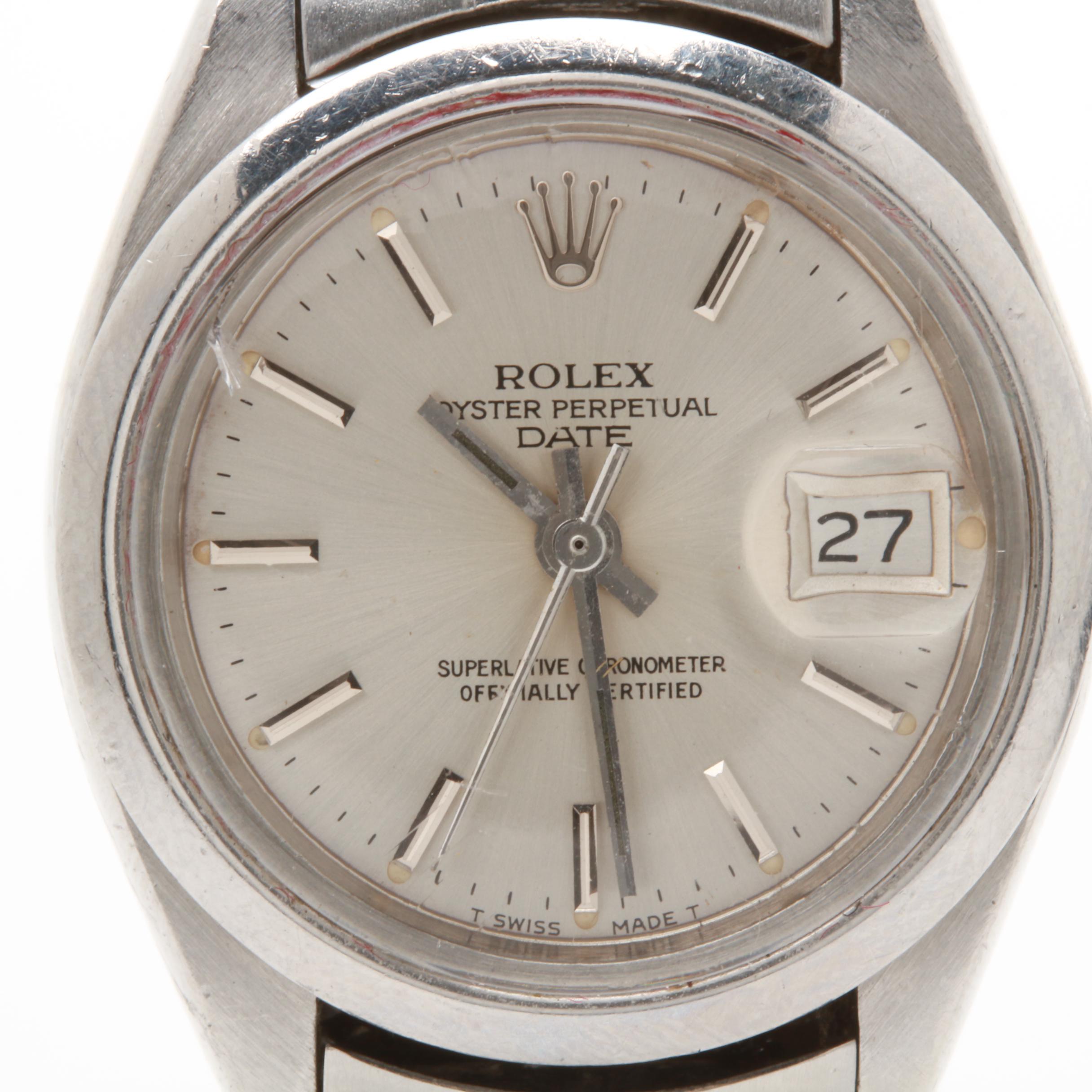 Rolex Oyster Perpetual Date Stainless Steel Watch with Date Window