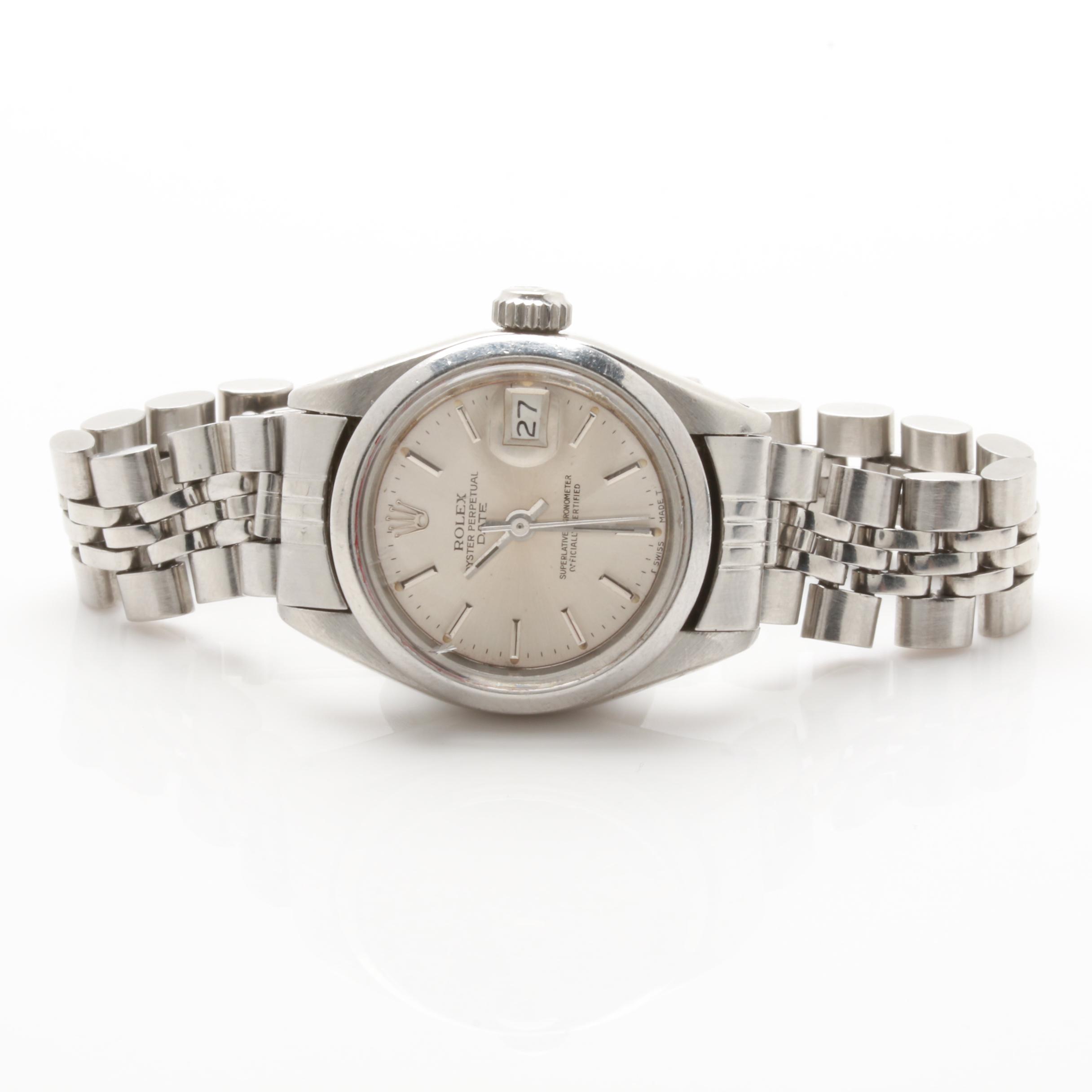 Rolex Oyster Perpetual Date Stainless Steel Watch with Date Window