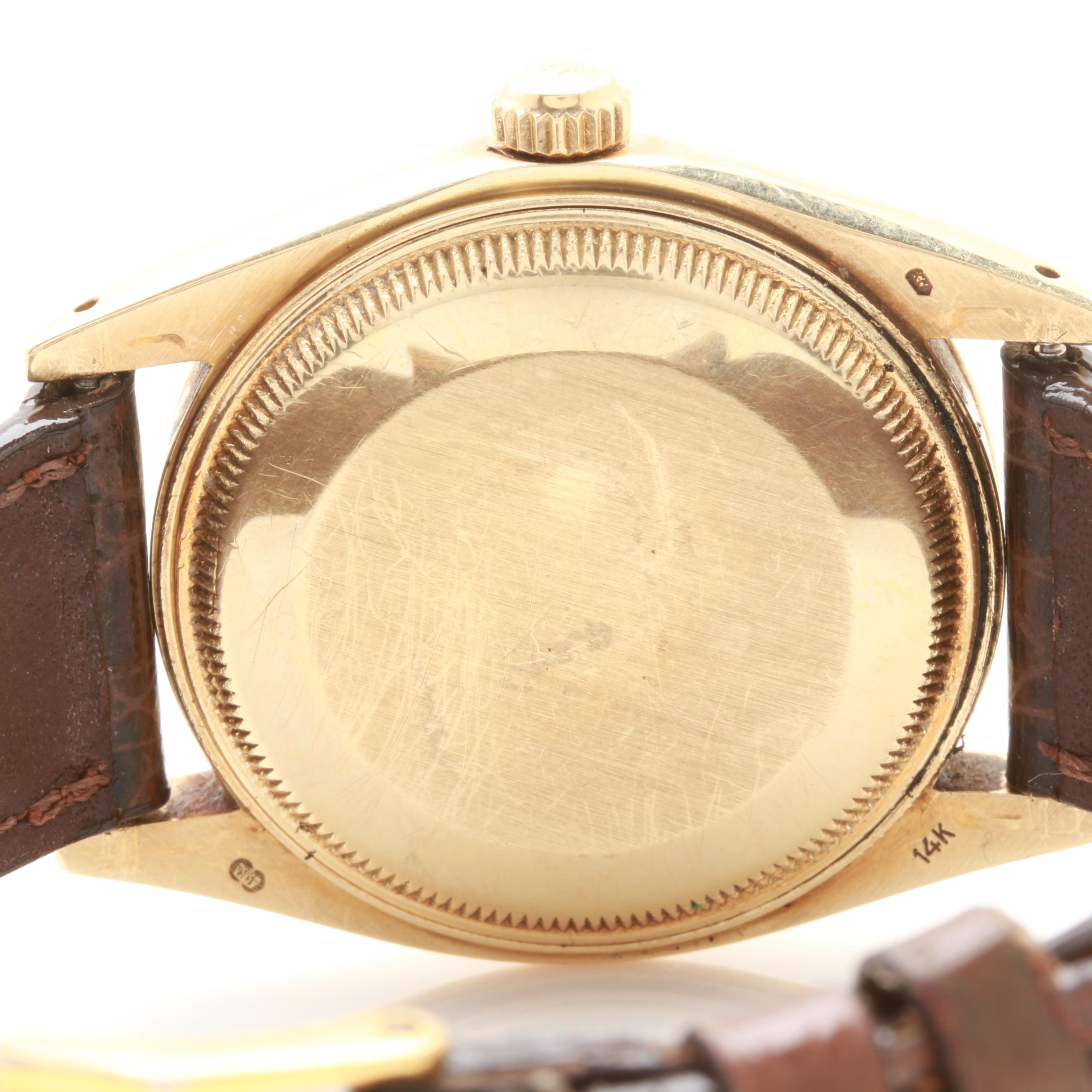 Rolex 14K Yellow Gold Watch with Brown Leather Strap