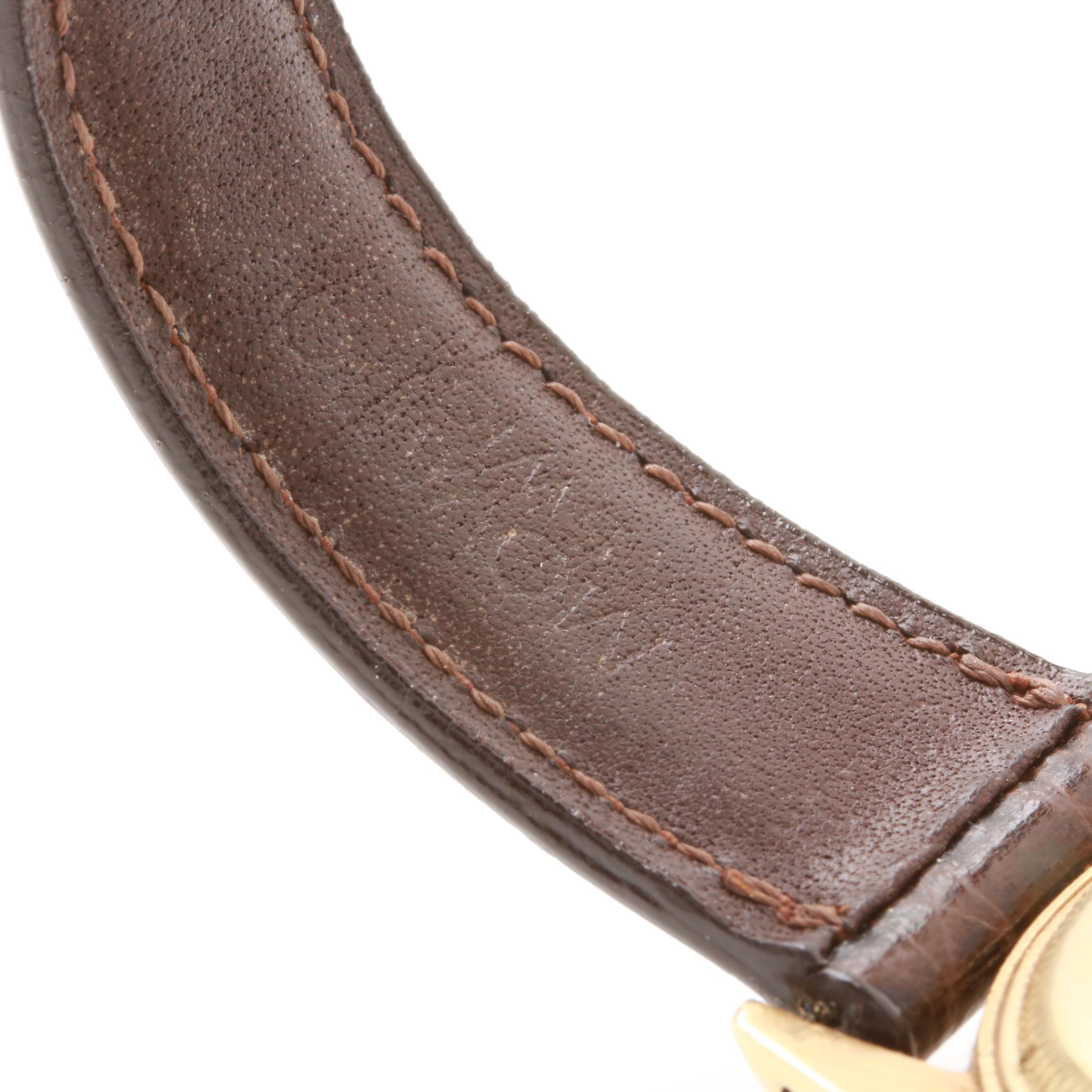 Rolex 14K Yellow Gold Watch with Brown Leather Strap