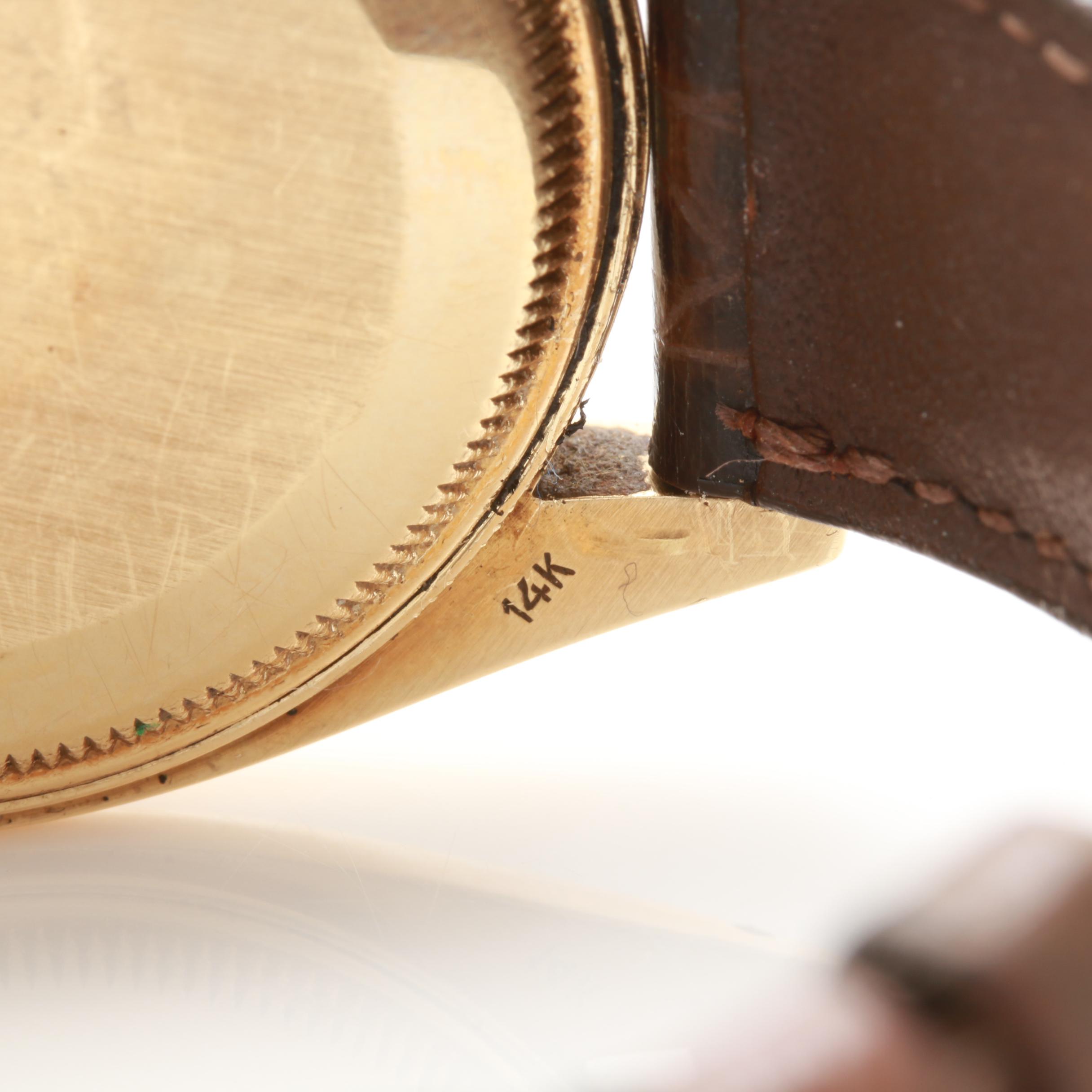 Rolex 14K Yellow Gold Watch with Brown Leather Strap