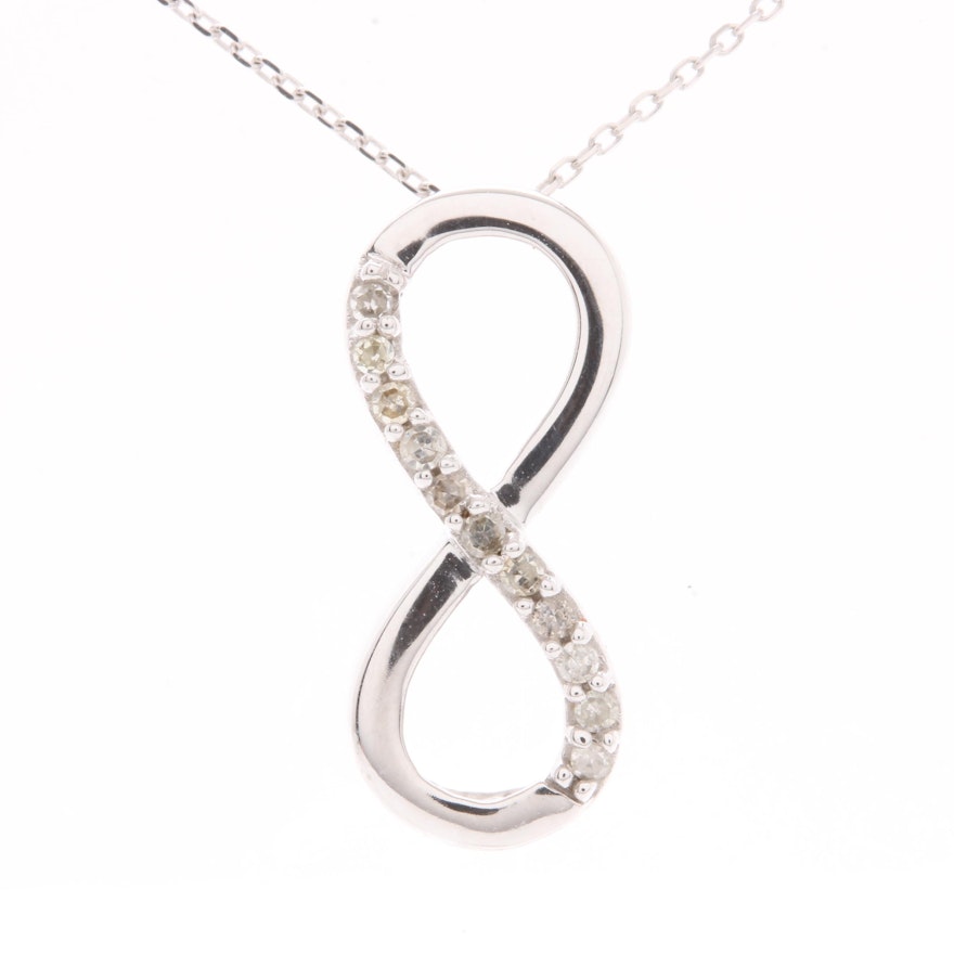 10K White Gold Diamond Infinity Necklace
