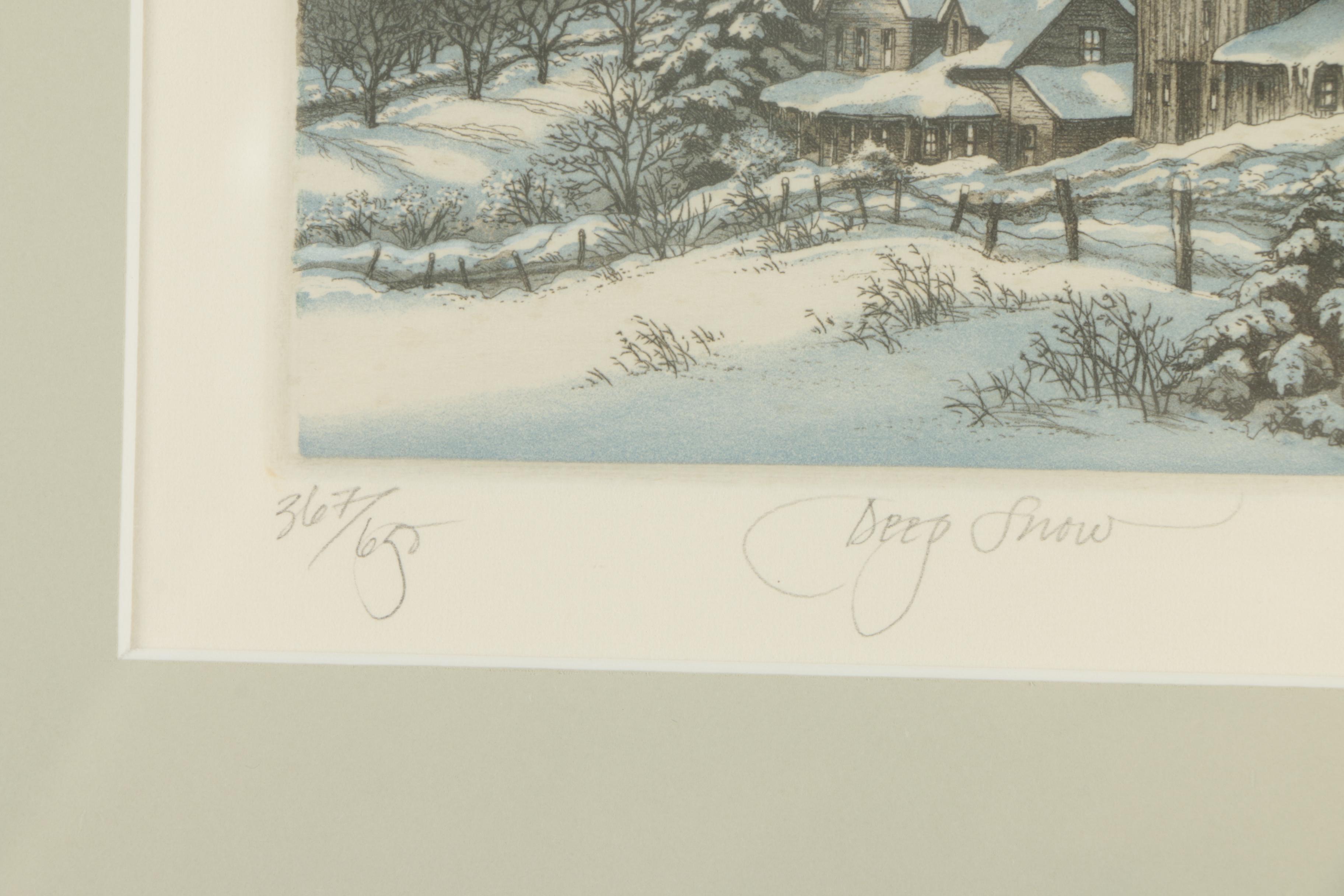 Kathleen Cantin 1987 Color Etching "Deep Snow"