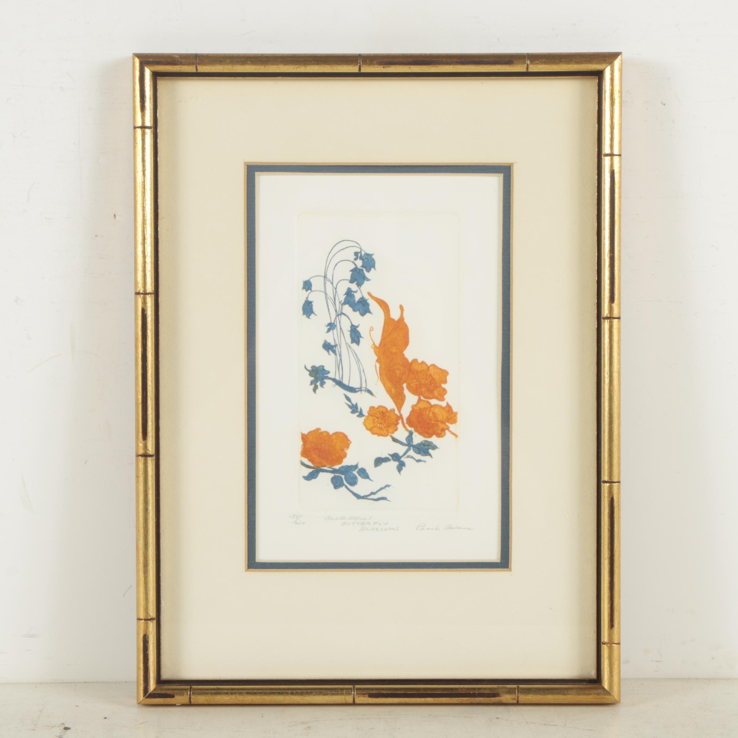 Pearl Abrams Color Etching "Bluebells Butterfly Blossoms"