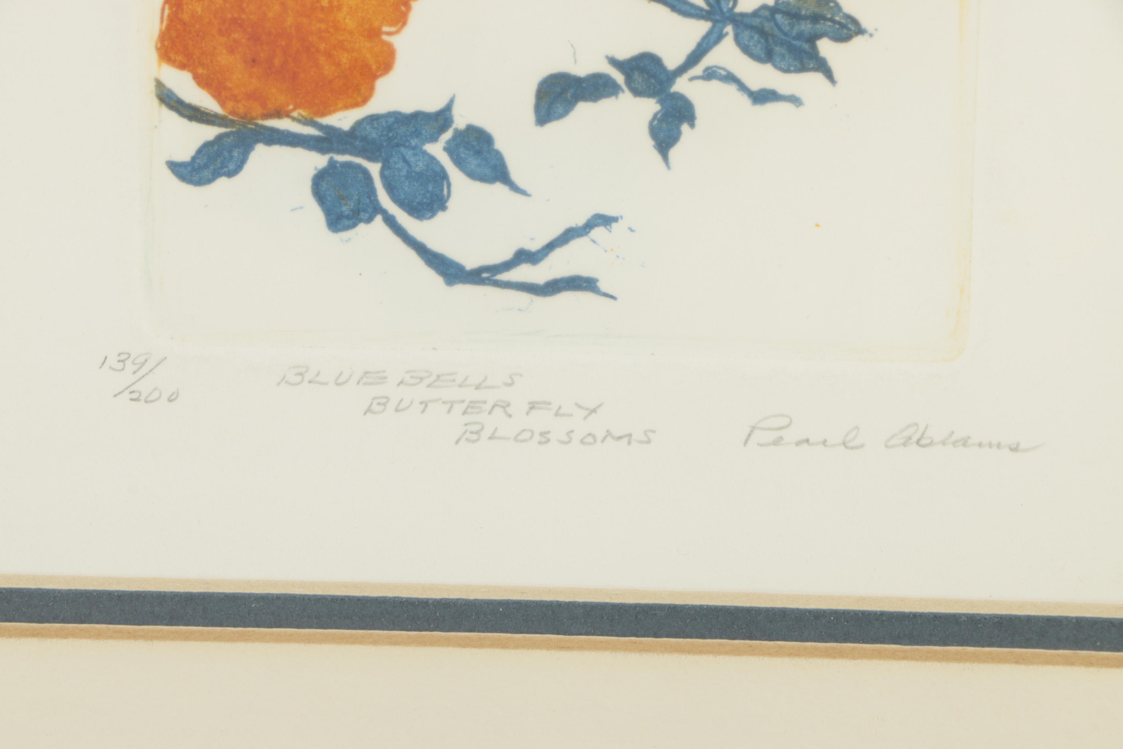 Pearl Abrams Color Etching "Bluebells Butterfly Blossoms"