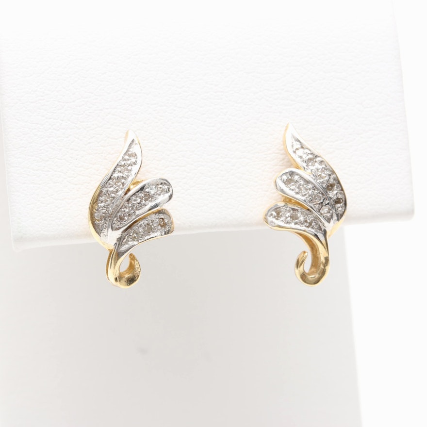 14K Yellow Gold Diamond Earrings