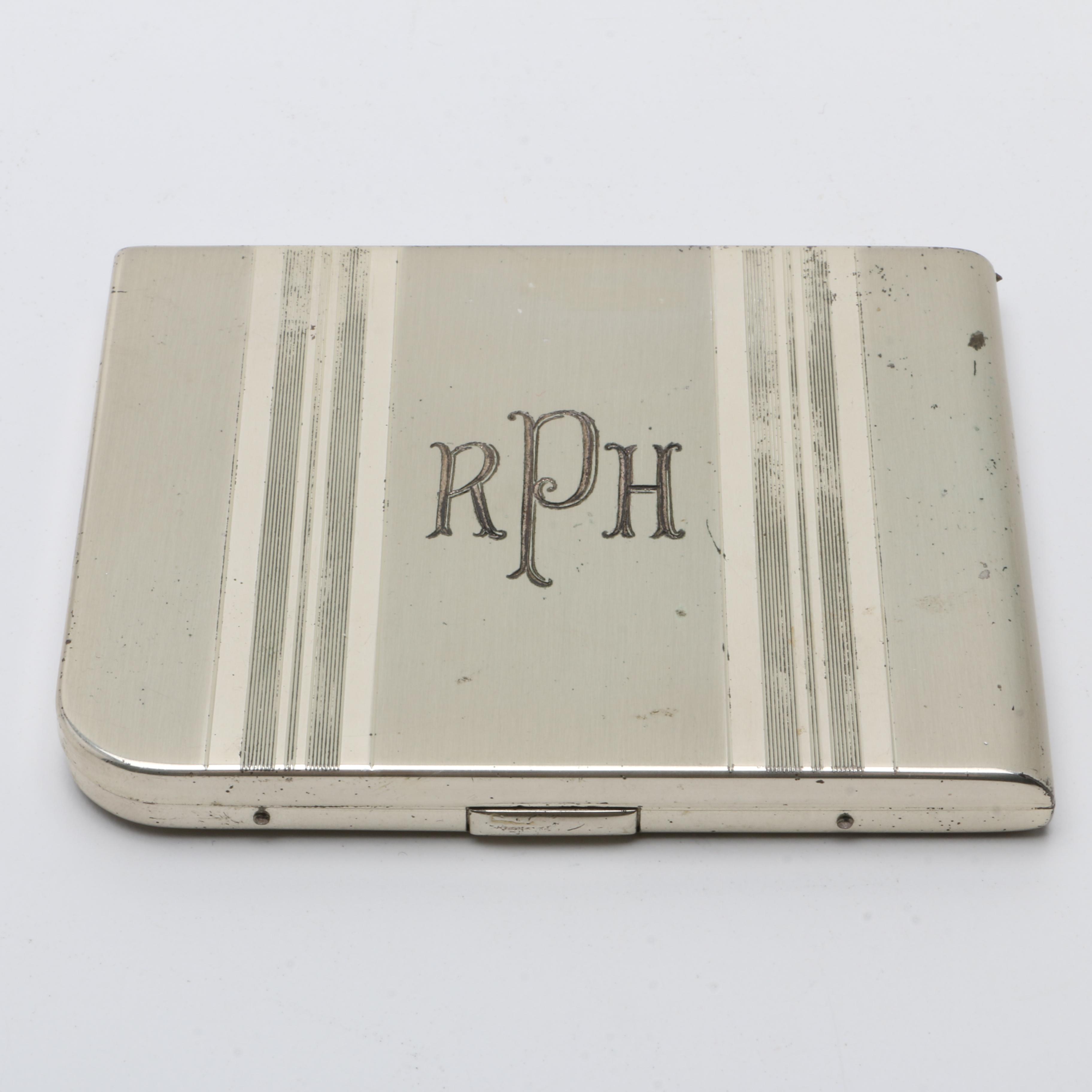 Vintage Elgin Sterling Silver Cigarette Case, Monogrammed