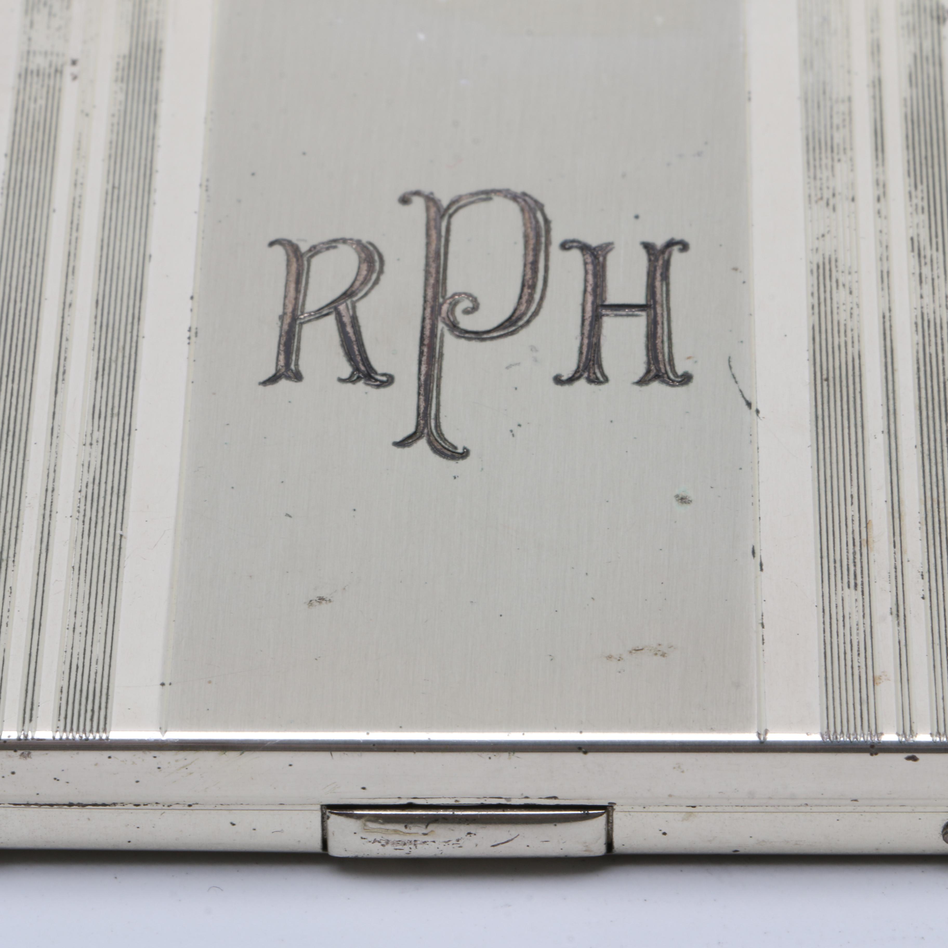 Vintage Elgin Sterling Silver Cigarette Case, Monogrammed