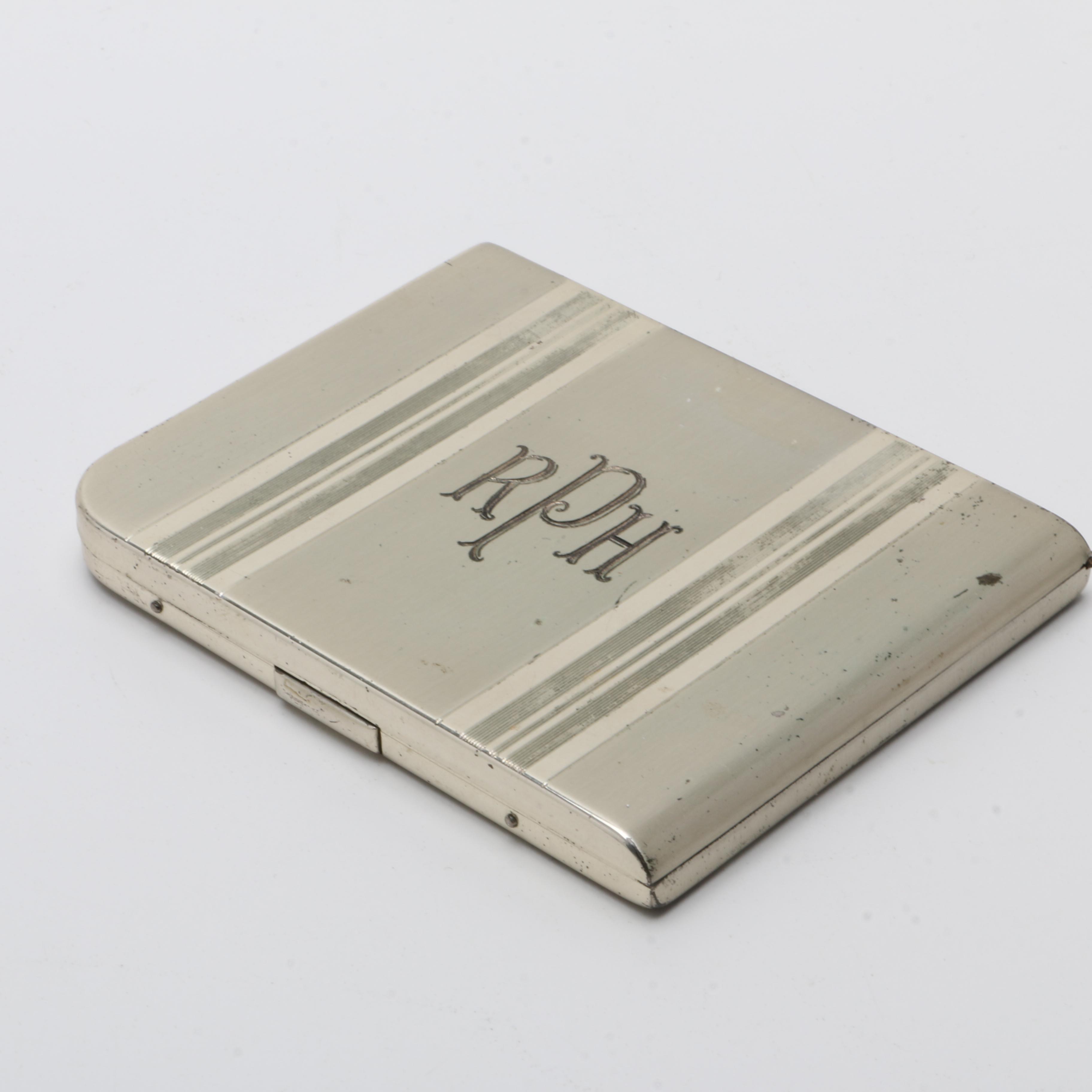 Vintage Elgin Sterling Silver Cigarette Case, Monogrammed