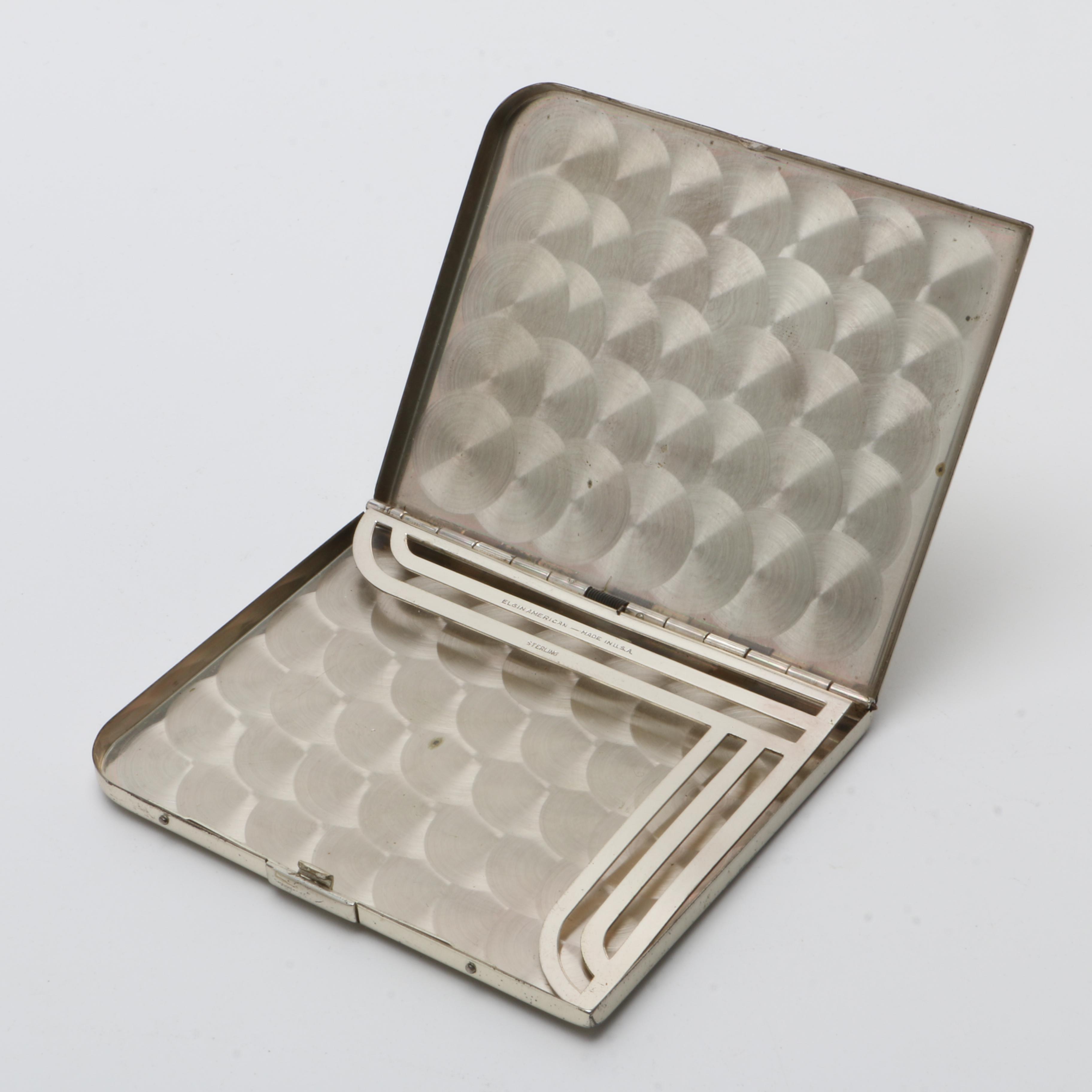 Vintage Elgin Sterling Silver Cigarette Case, Monogrammed