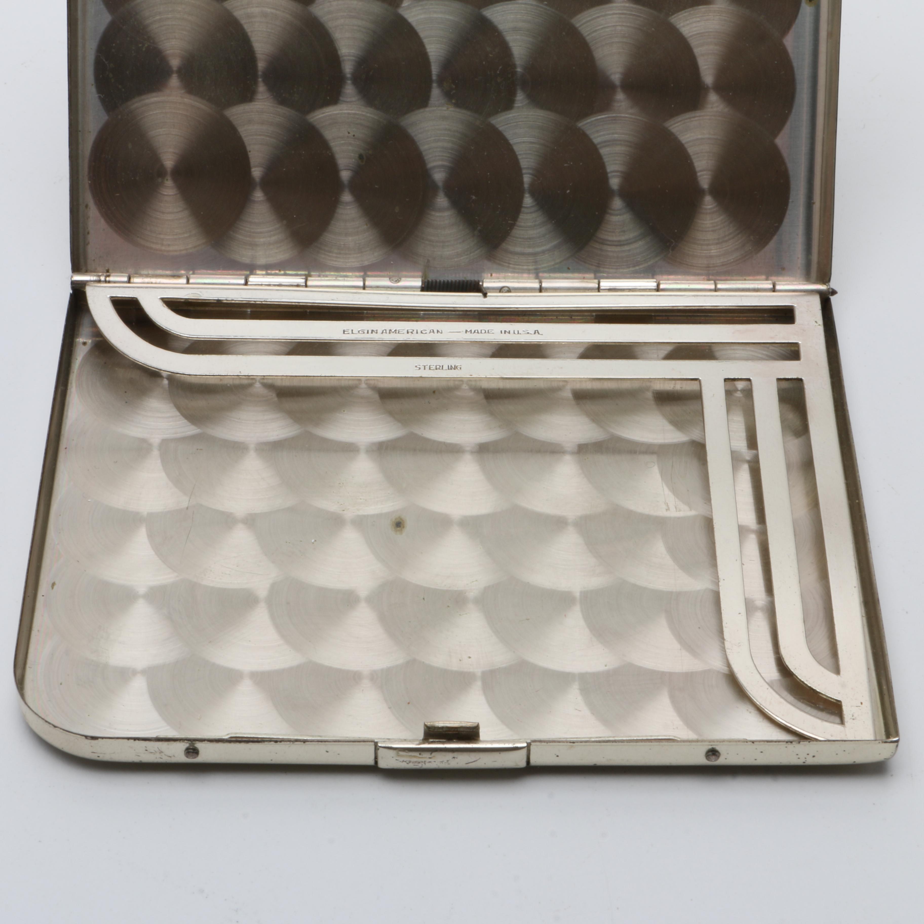 Vintage Elgin Sterling Silver Cigarette Case, Monogrammed