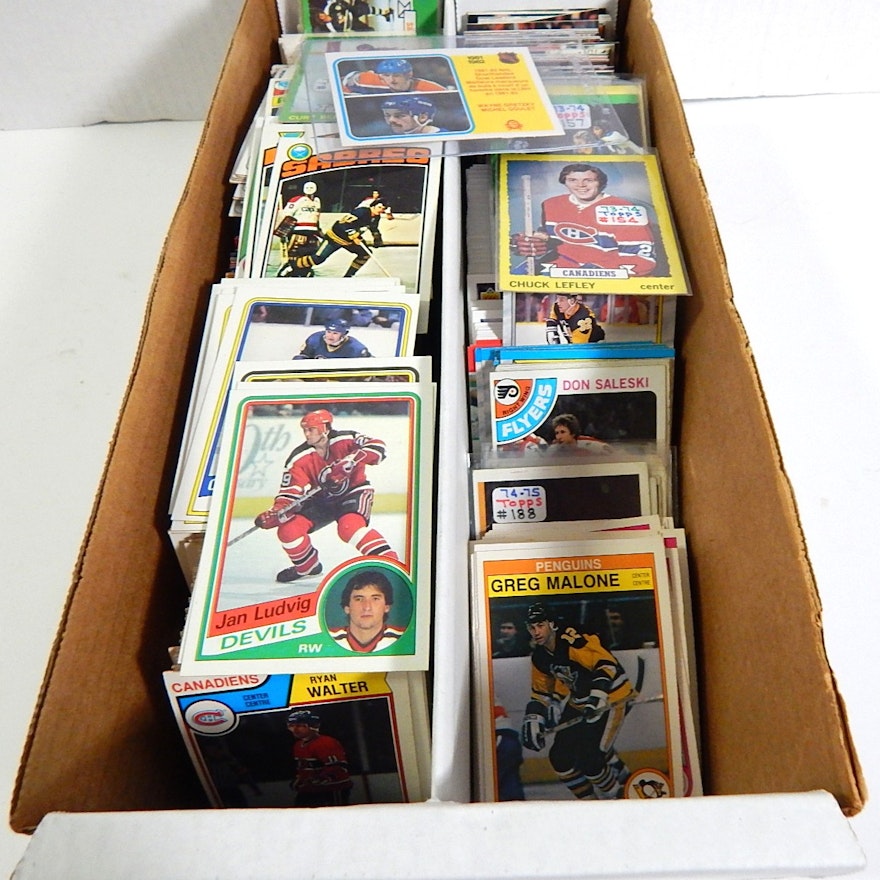 1970 to 1990s Box of Hockey Cards - Over 1000 Card Count