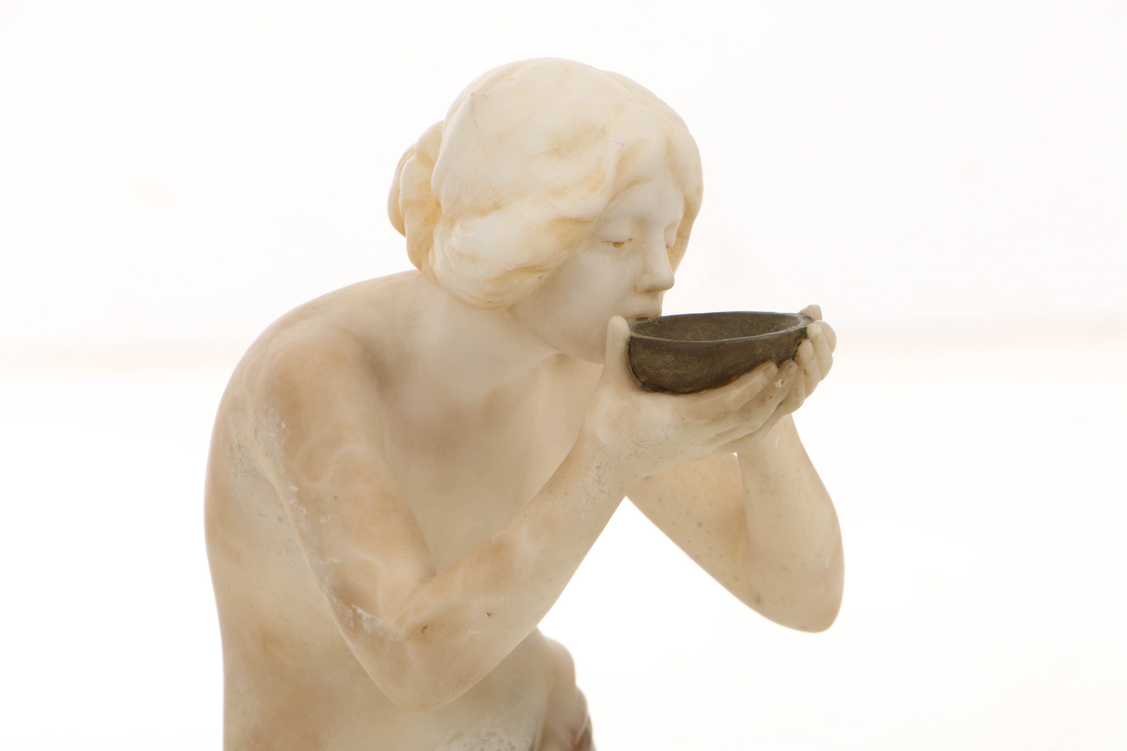 Victor Heinrich Seifert Alabaster Sculpture "Trinkende"