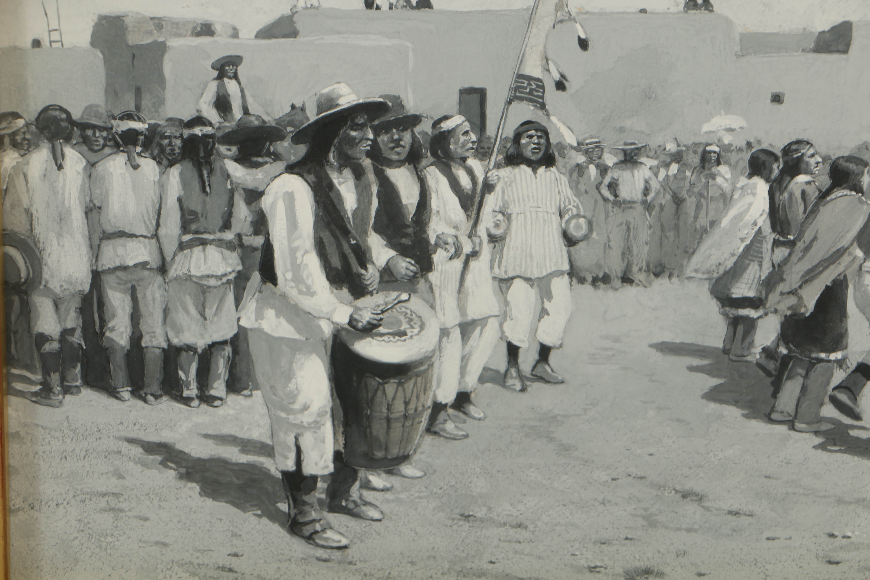 John Rettig 1894 Oil Painting on Board "Harvest Dance"