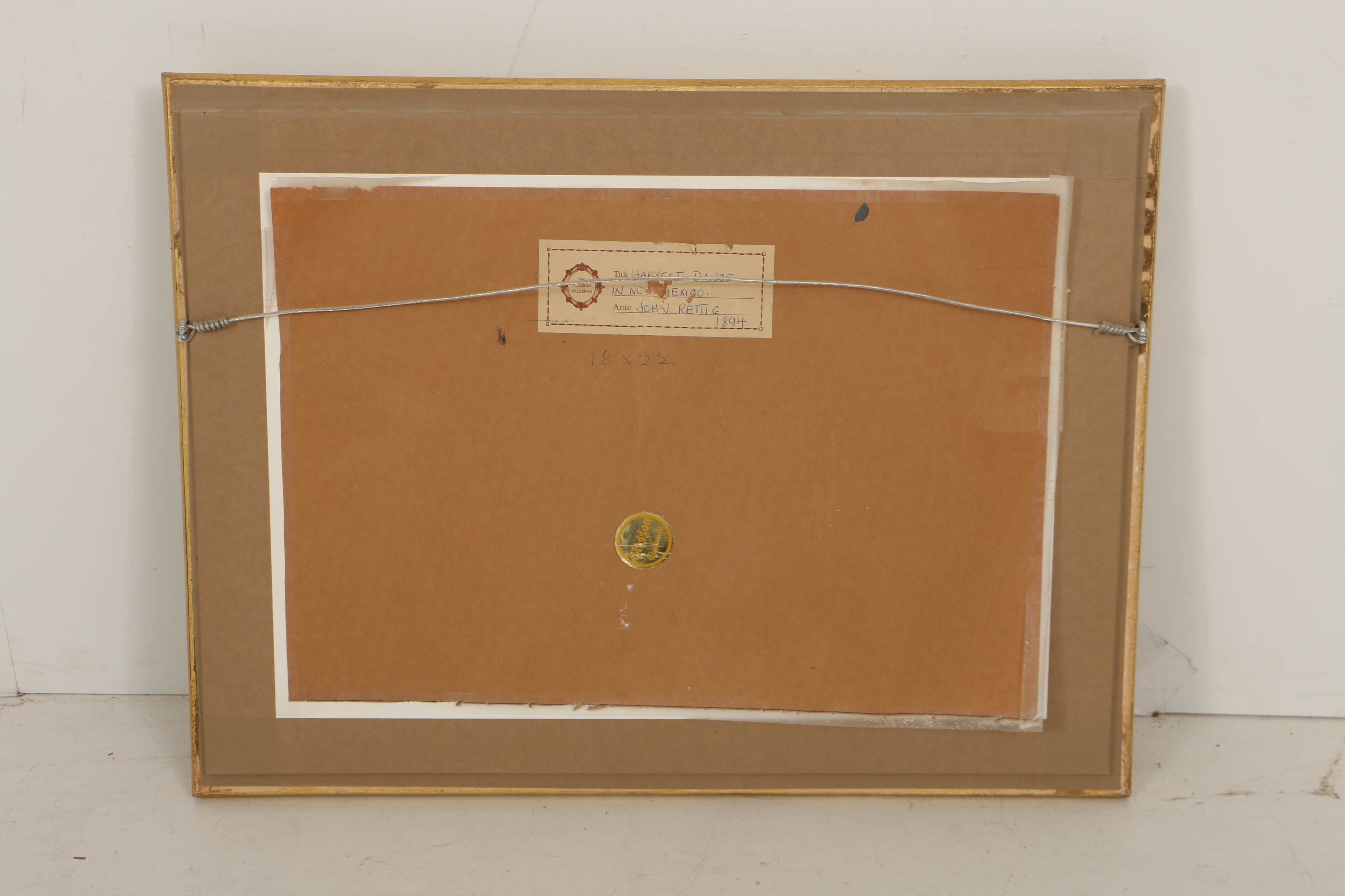 John Rettig 1894 Oil Painting on Board "Harvest Dance"