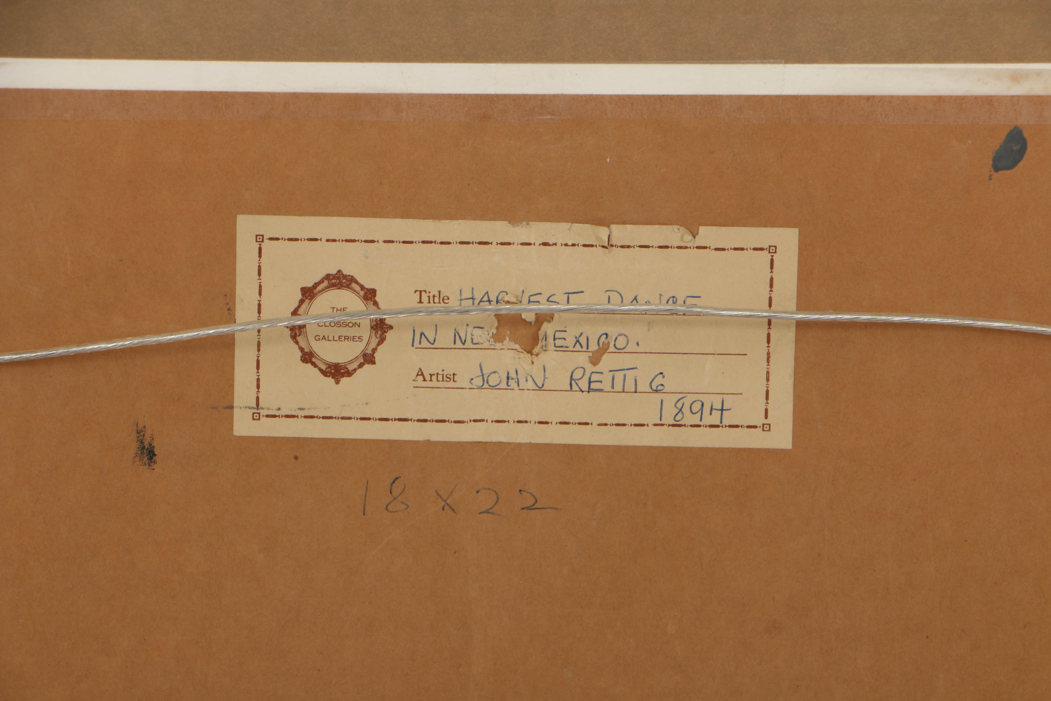 John Rettig 1894 Oil Painting on Board "Harvest Dance"