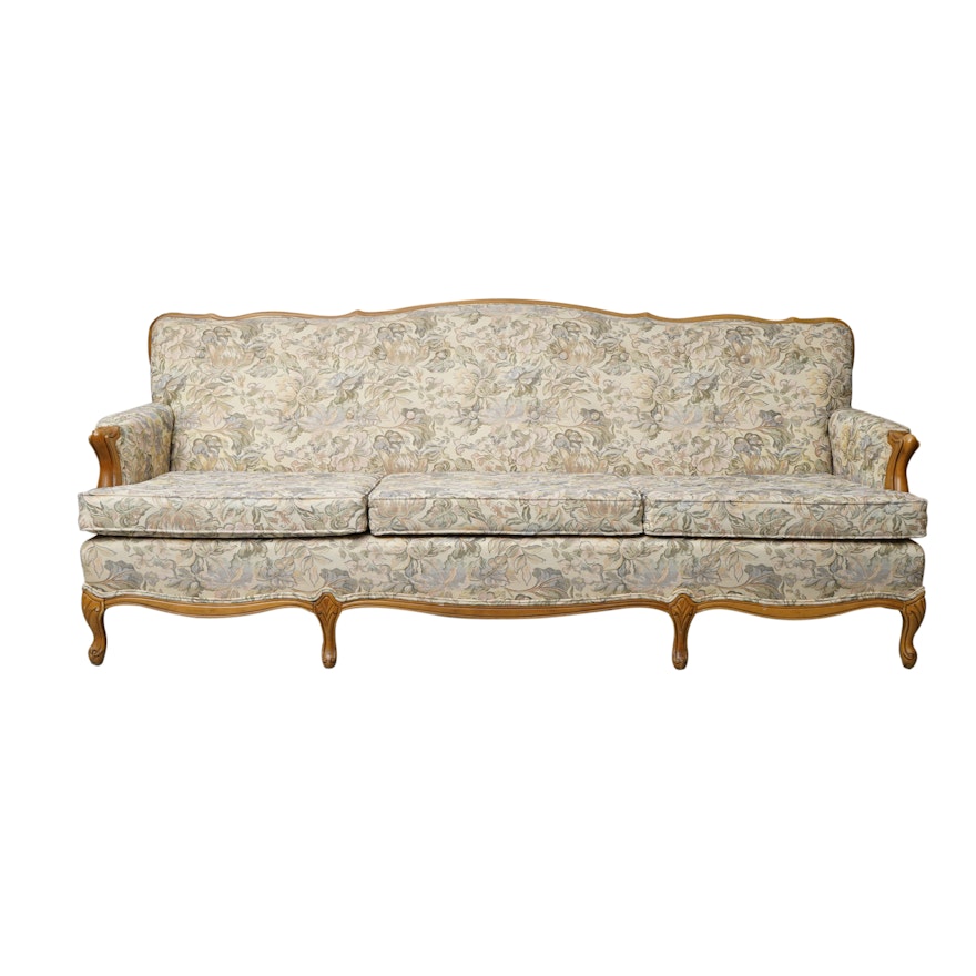 Vintage French Provincial Style Floral Upholstered Sofa