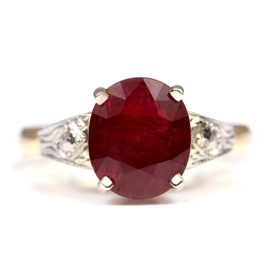 18K Yellow Gold 2.26 CT Ruby Ring with GIA Report