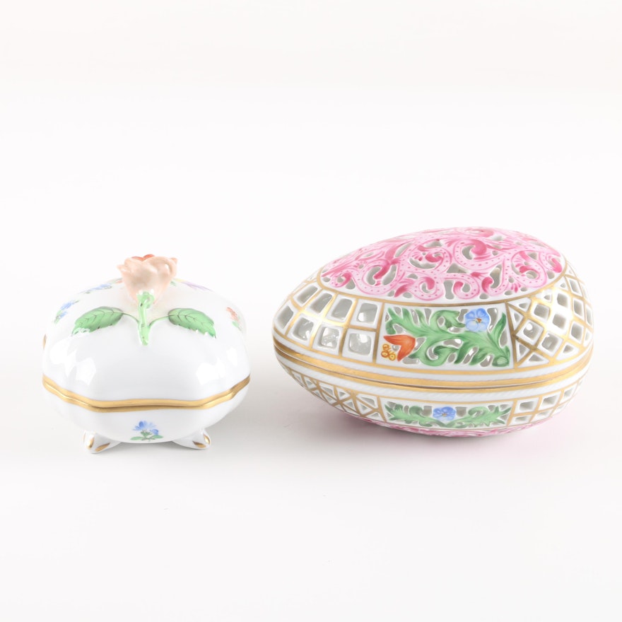 Herend Hungary Porcelain Trinket Boxes