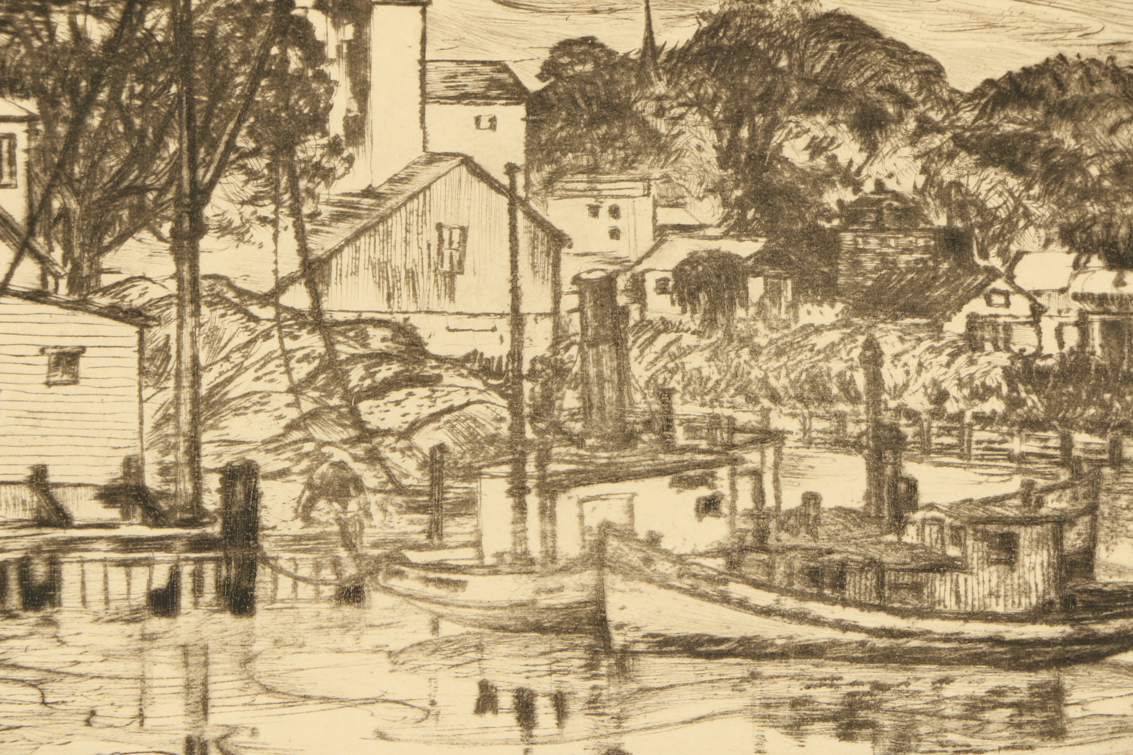 Stanley Bielecky Etching "Oyster Bay, Long Island, New York"