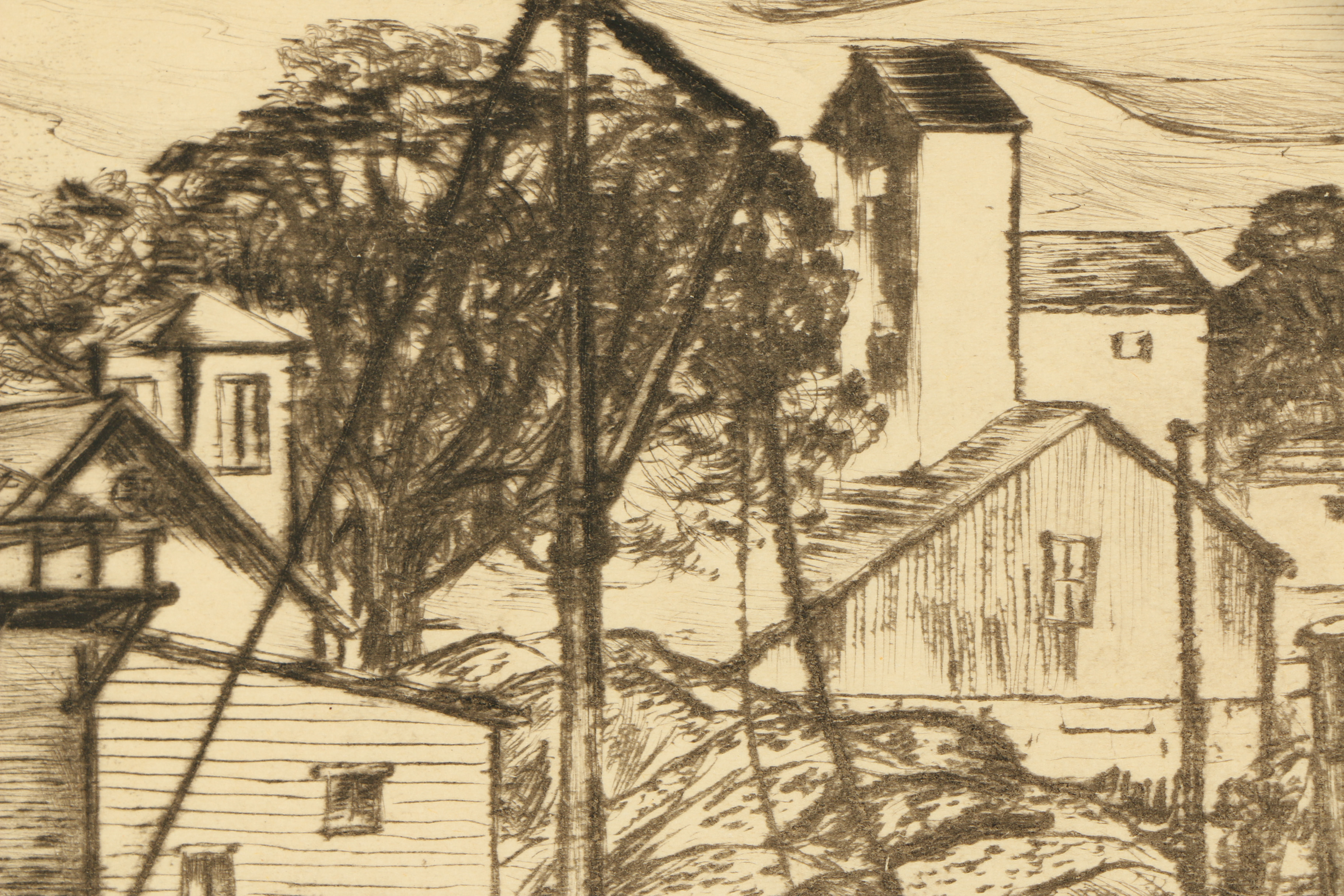 Stanley Bielecky Etching "Oyster Bay, Long Island, New York"